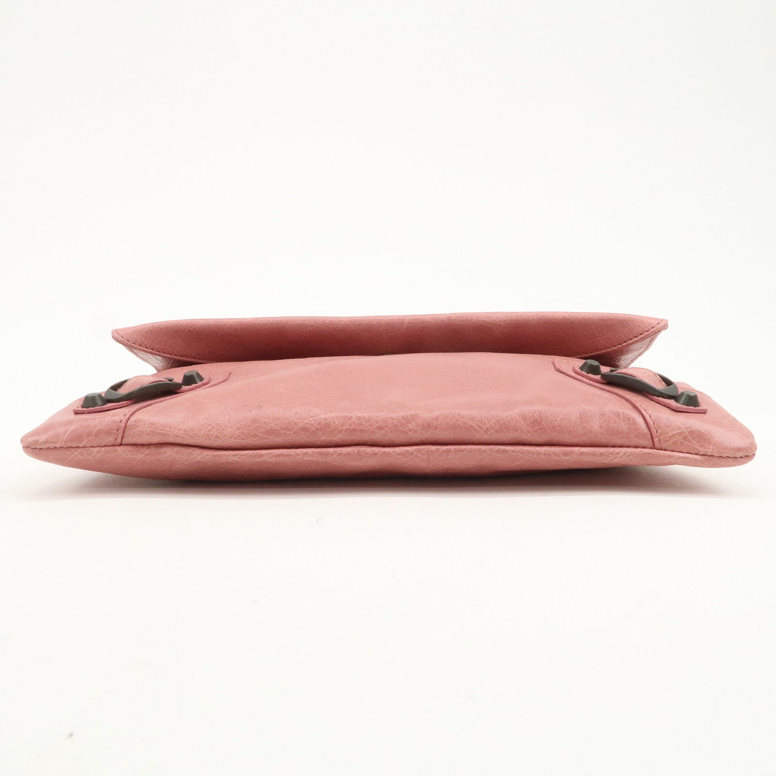 BALENCIAGA Logo Leather Giant Clutch Bag Pink