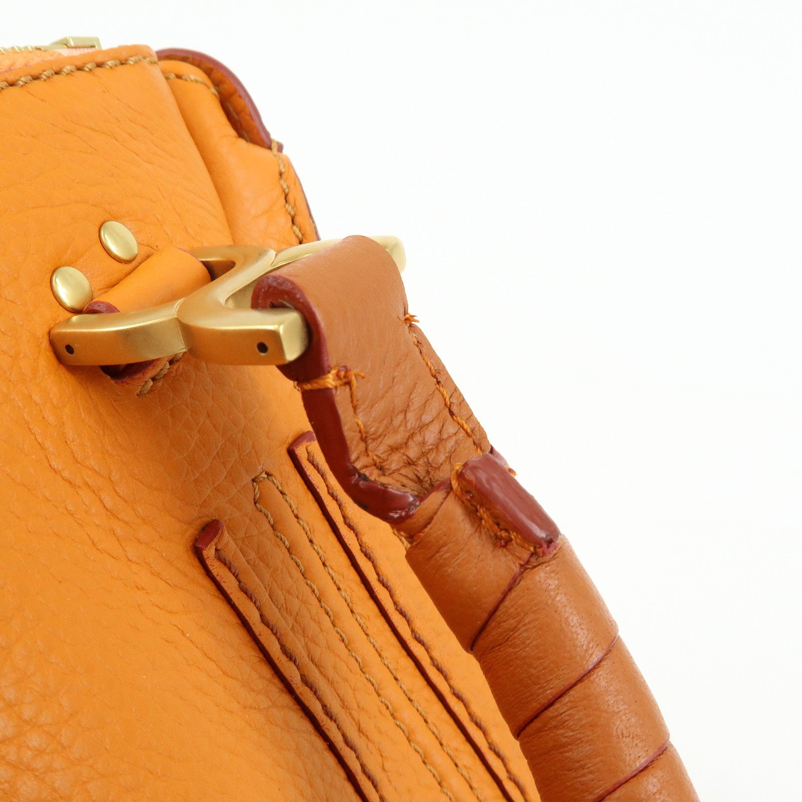 Chloe Marcy Leather 2Way Bag Hand Bag Shoulder Bag Orange