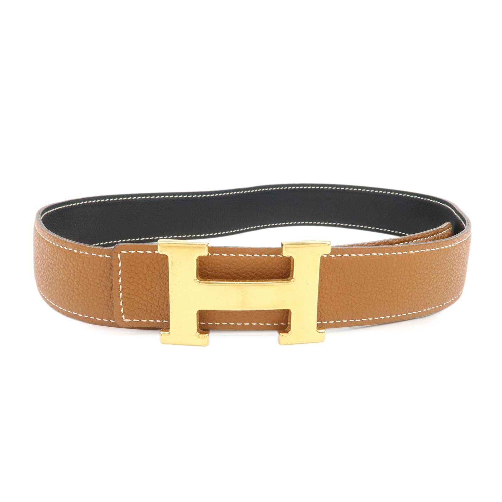 HERMES H Buckle Reversible Constance Leather Belt F Stamped