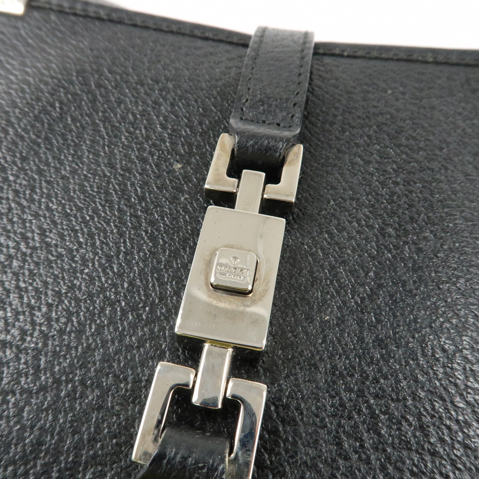 GUCCI Jackie Leather Shoulder bag Tote Bag 002.1073 Black Silver HDW Used