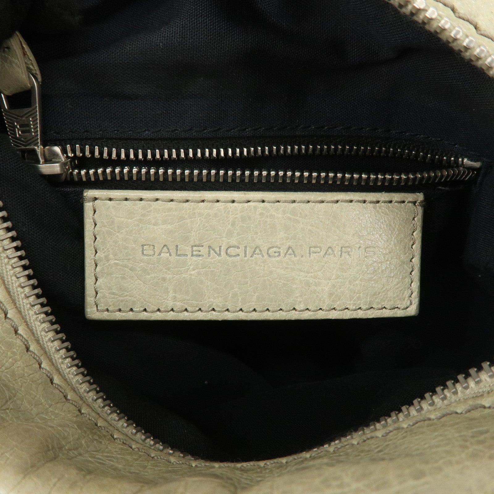 BALENCIAGA Leather Classic Reporter Shoulder Bag Beige 272861