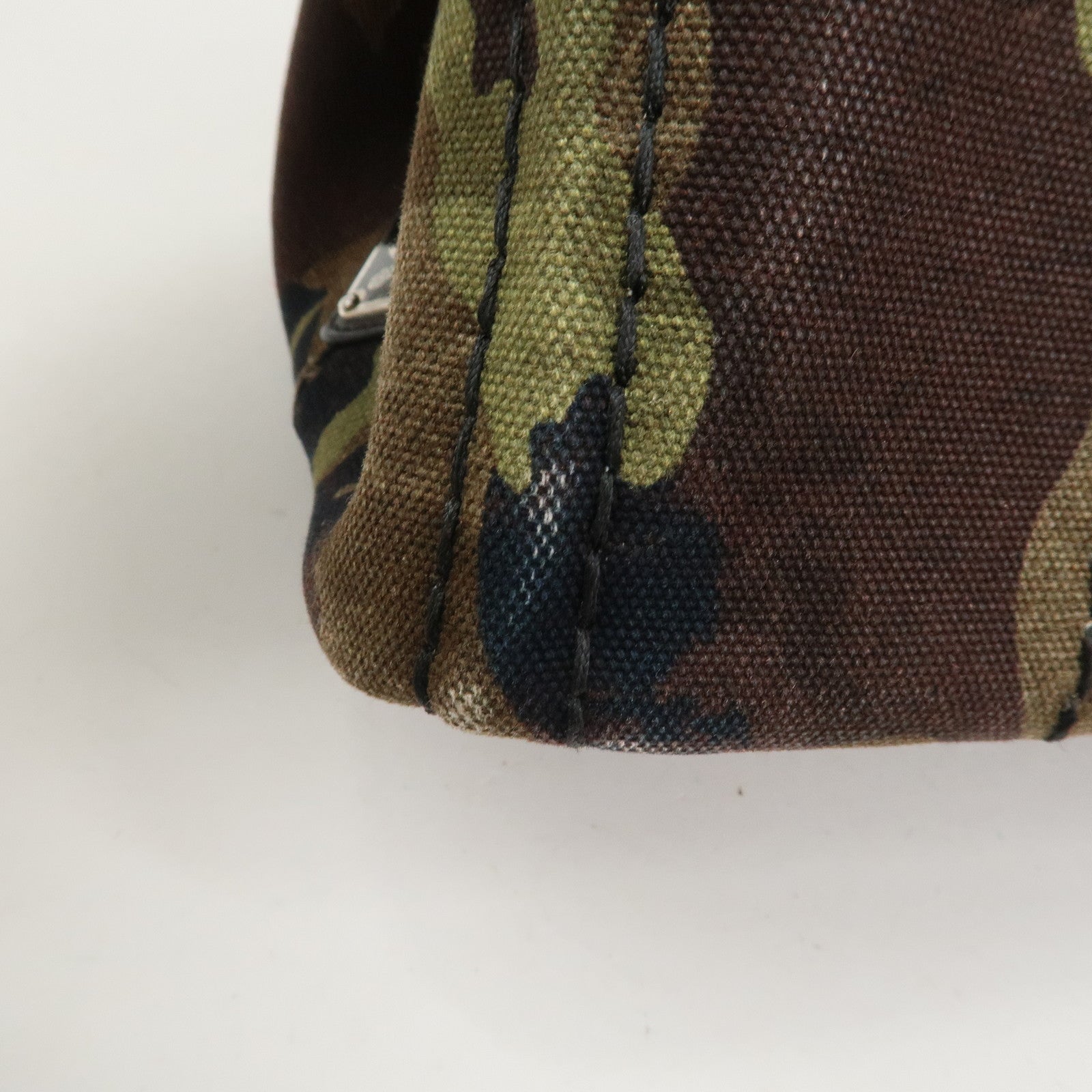 PRADA Logo Canapa Mini Canvas 2Way Bag Hand Bag Brown Green 1BG439