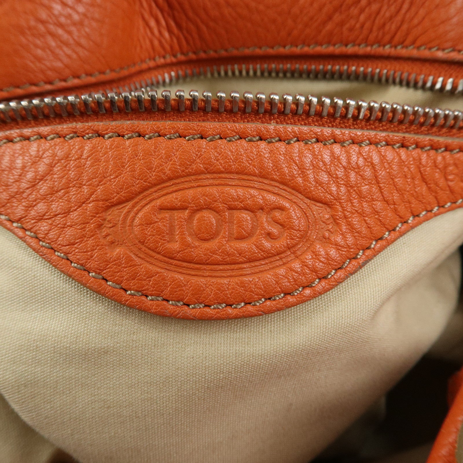 TOD’S Leather Shoulder Bag Hand Bag Orange