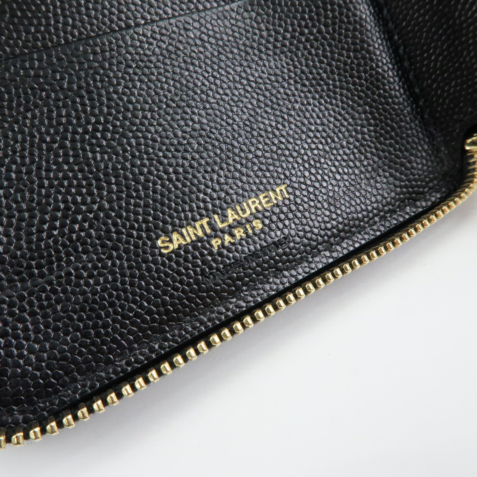 SAINT LAURENT PARIS Cassandra Leather Compact Wallet Black