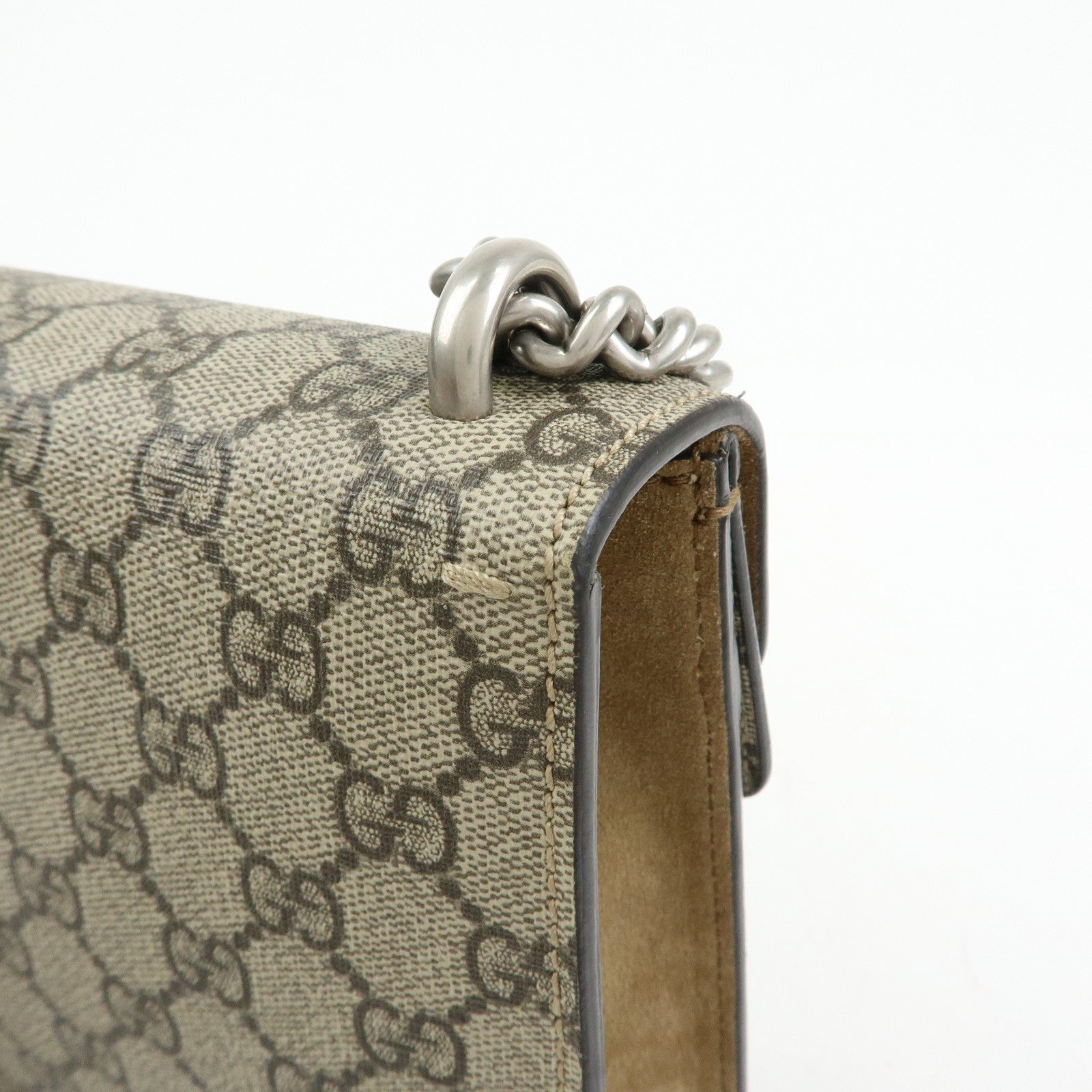 GUCCI Dionysus GG Supreme Suede Shoulder Bag Beige Brown 421970