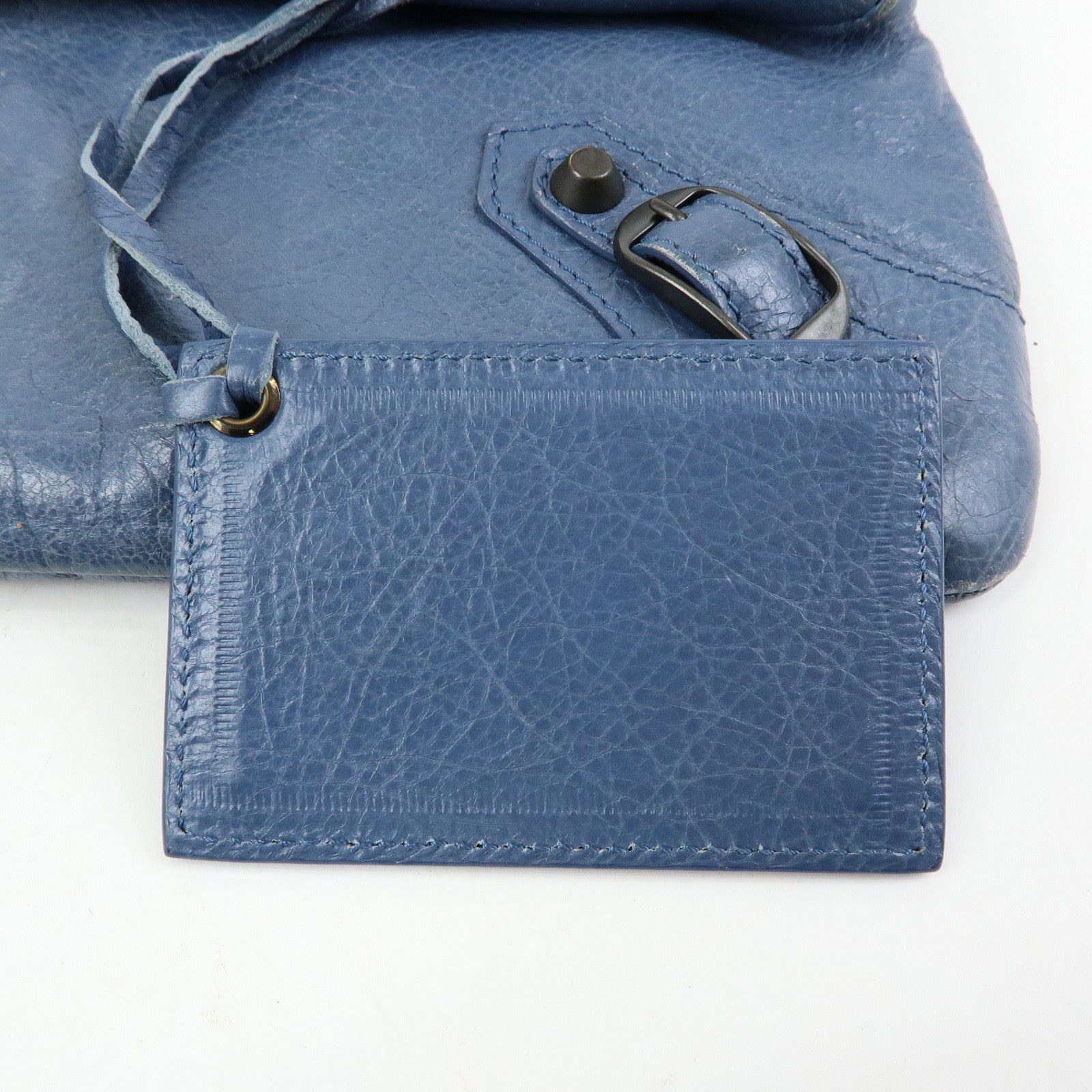 BALENCIAGA Classic Envelope Leather 2Way Shoulder Bag Blue 319376