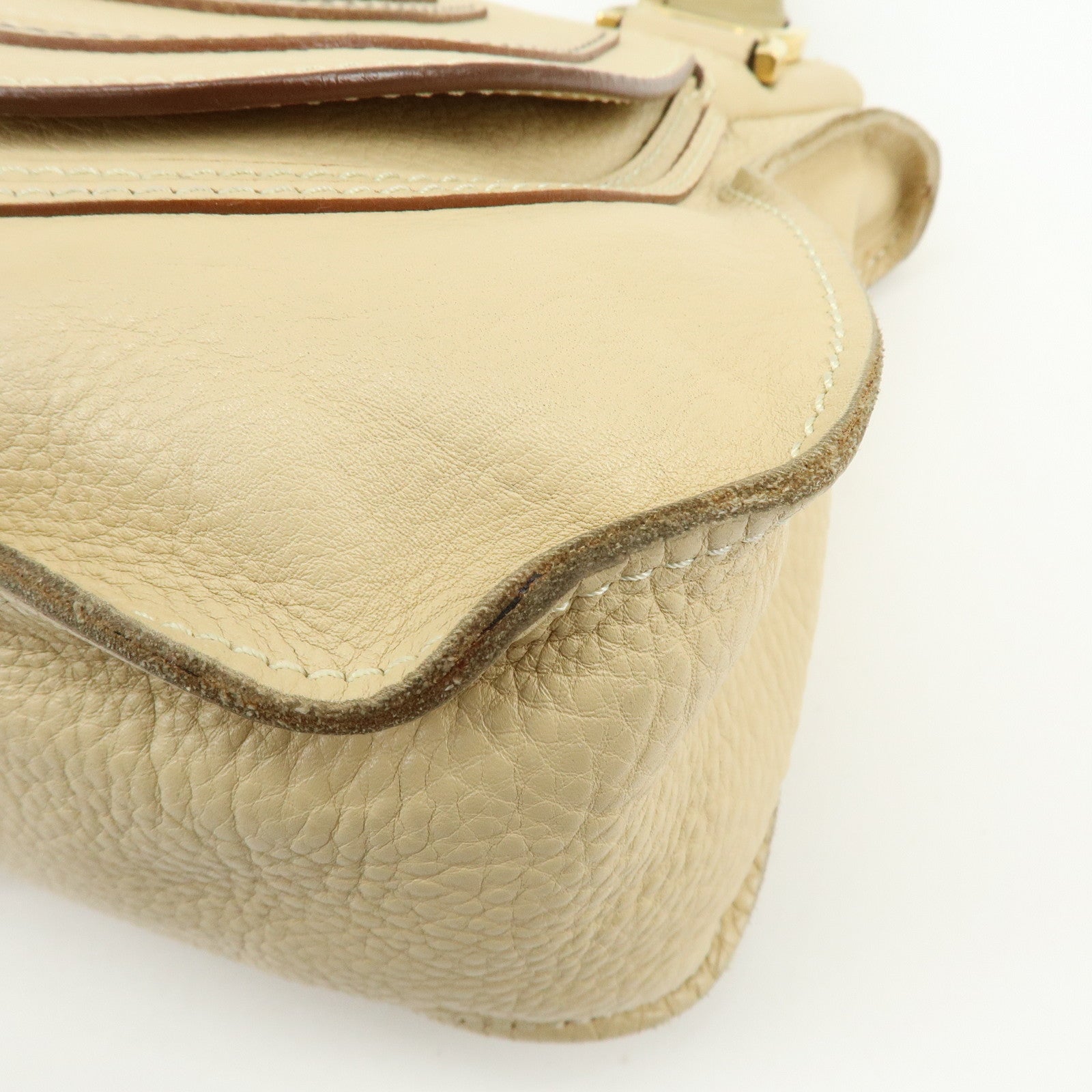 Chloe Mercy Leather Shoulder Bag Hand Bag Beige
