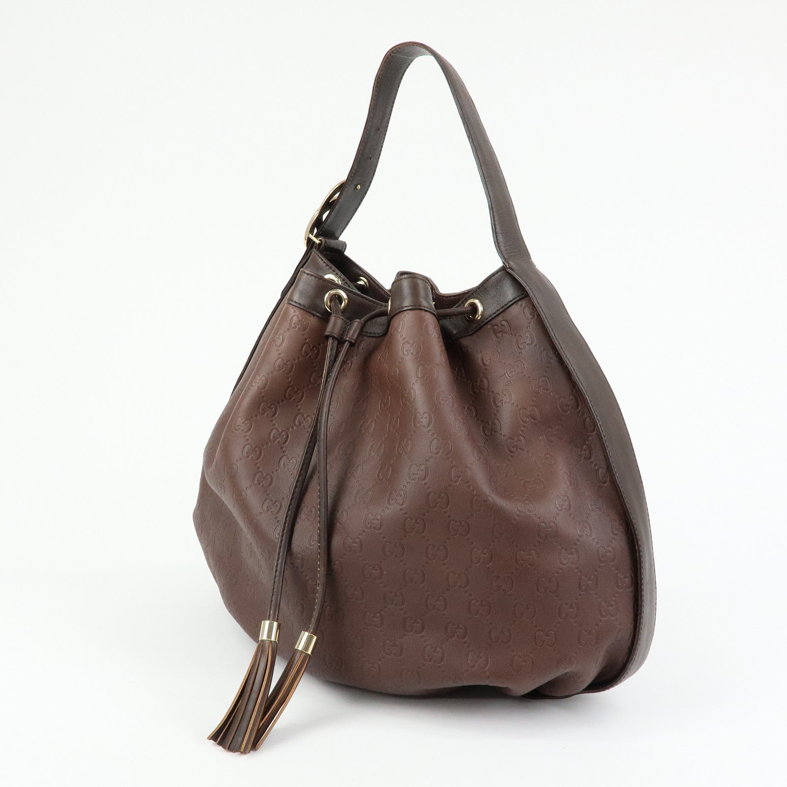 GUCCI Interlocking G Guccissima Leather Shoulder Bag Brown 223951