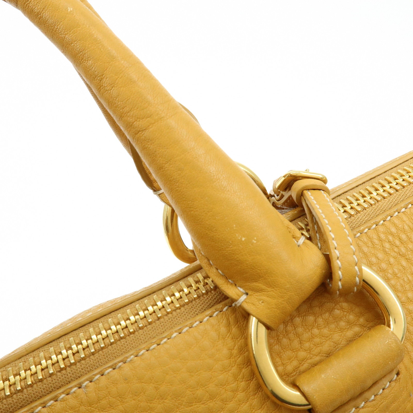 PRADA Triangle Logo Leather 2Way Bag Hand Bag Shoulder Bag BL0778