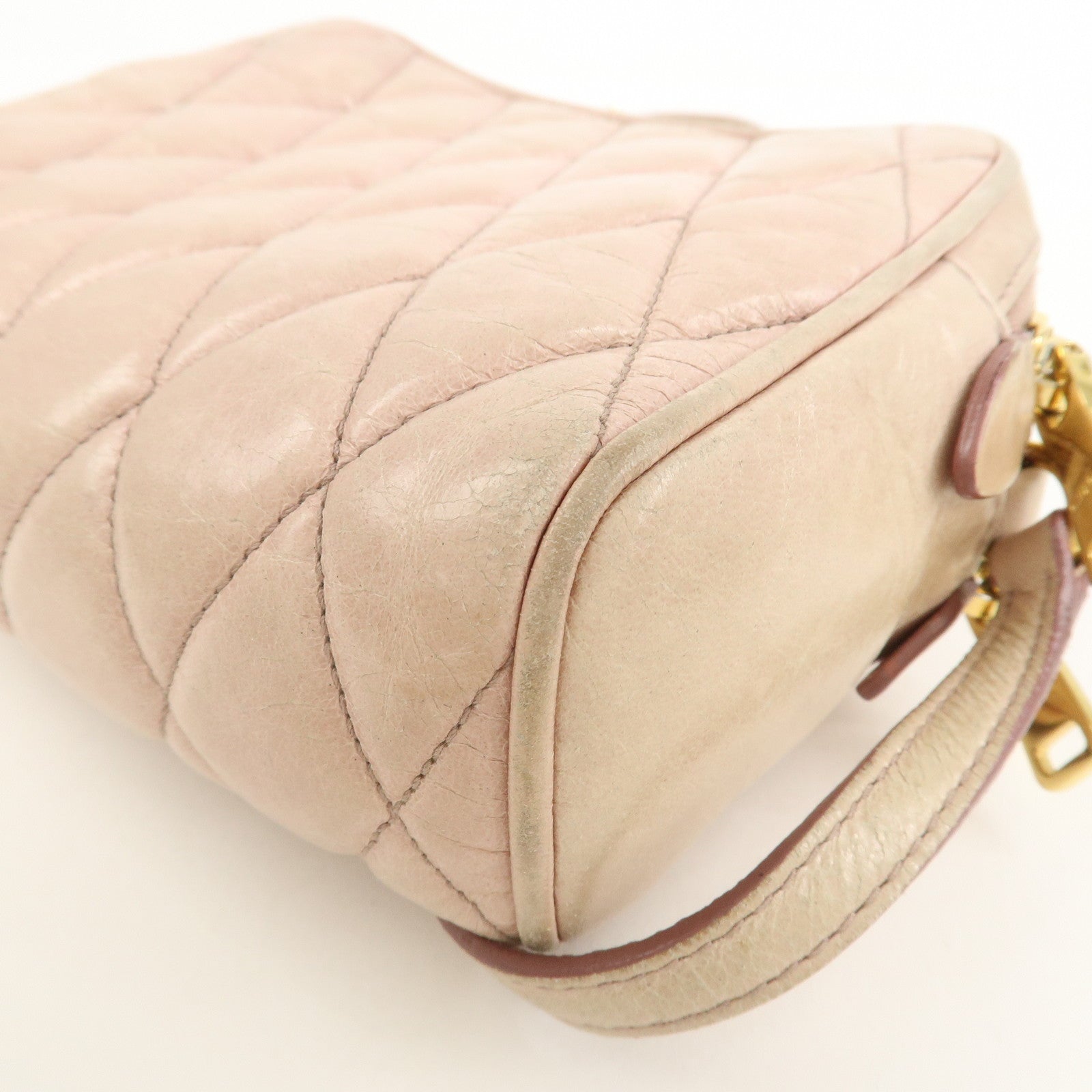 MIU MIU Leather Shoulder Bag Crossbody Bag Light Pink 5BH543