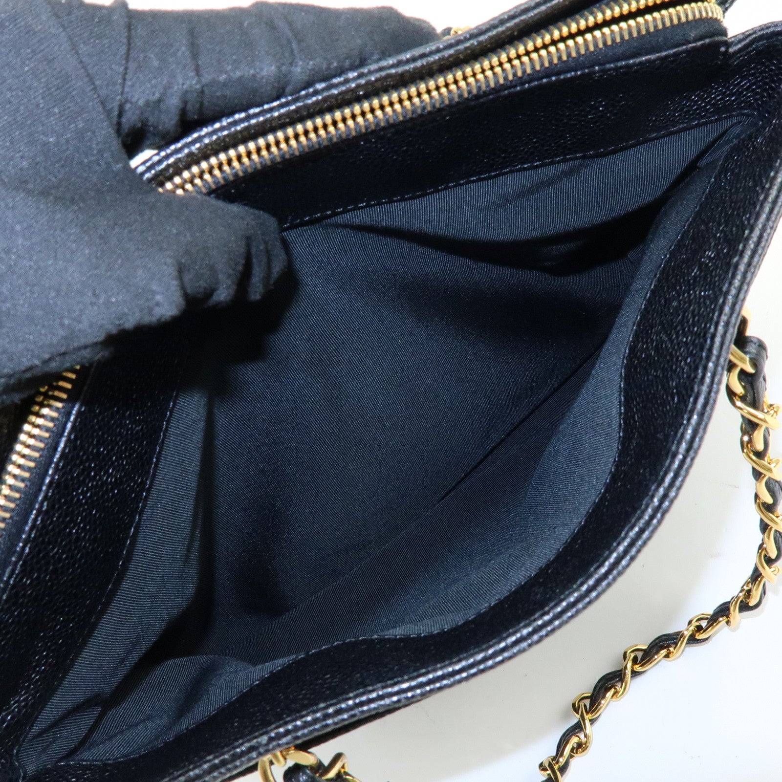 CHANEL Caviarskin Tote Bag Hand Bag Black A08913
