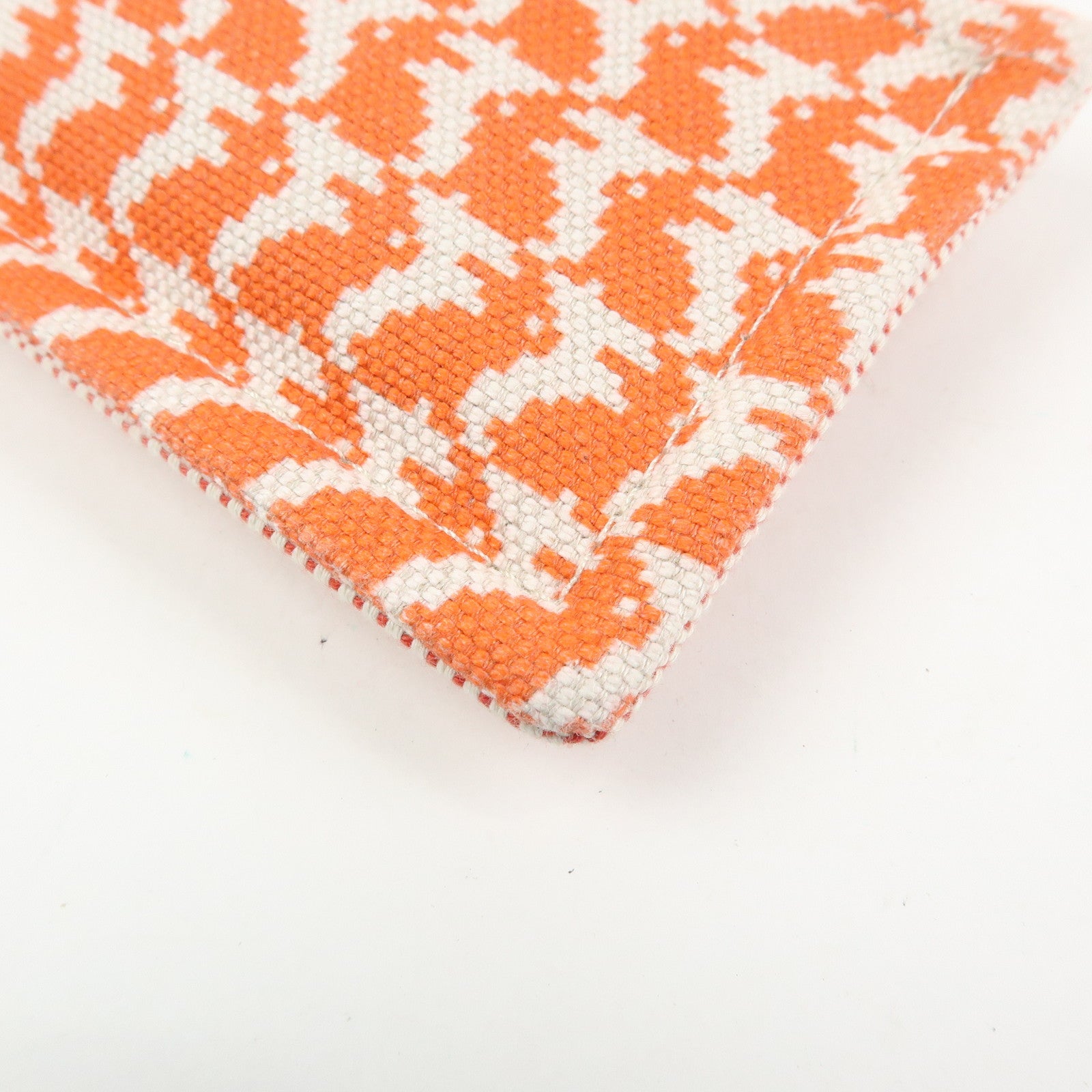 HERMES Ecole PM Cotton Flat Pouch Animaux Pixel Orange Red