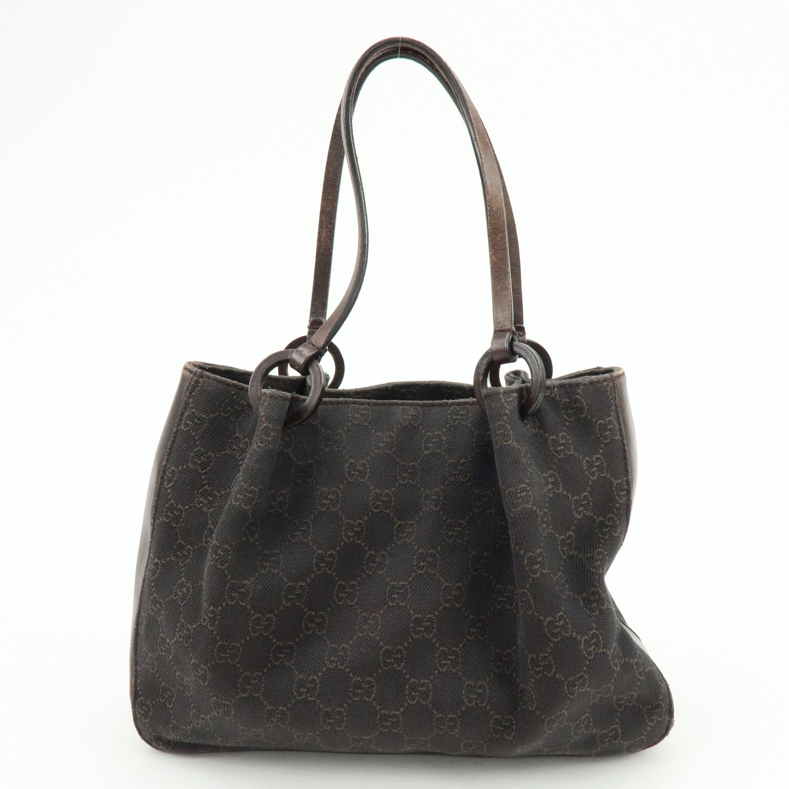 GUCCI GG Monogram Canvas Leather Shoulder Hand Bag Brown 101919