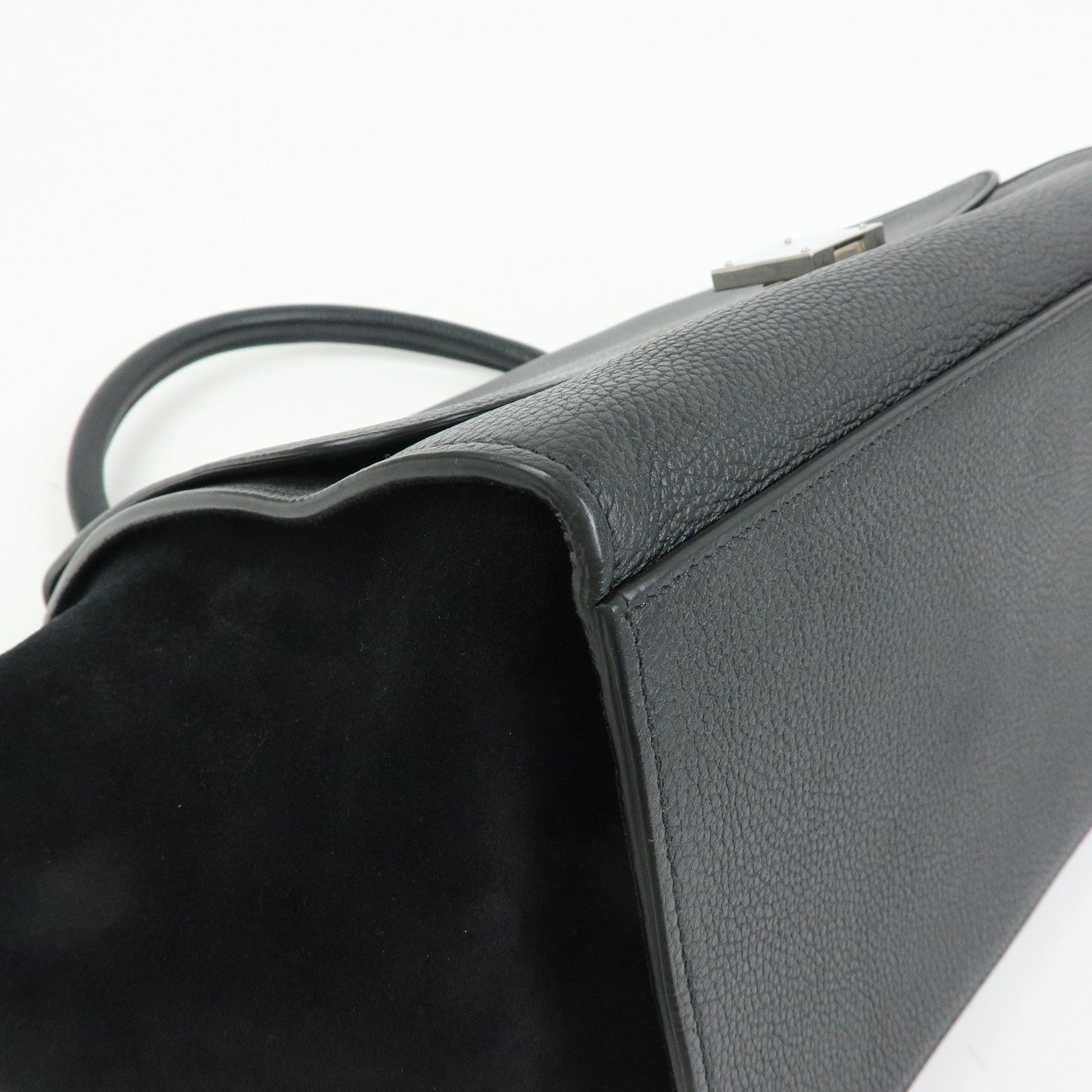 CELINE Trapeze Leather Suede 2WAY Bag Shoulder Bag Black