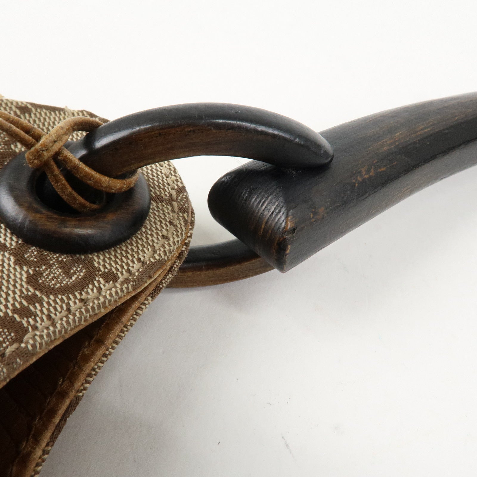 GUCCI GG Canvas Wood Handle Shoulder Bag Hand Bag Beige 106494 Used