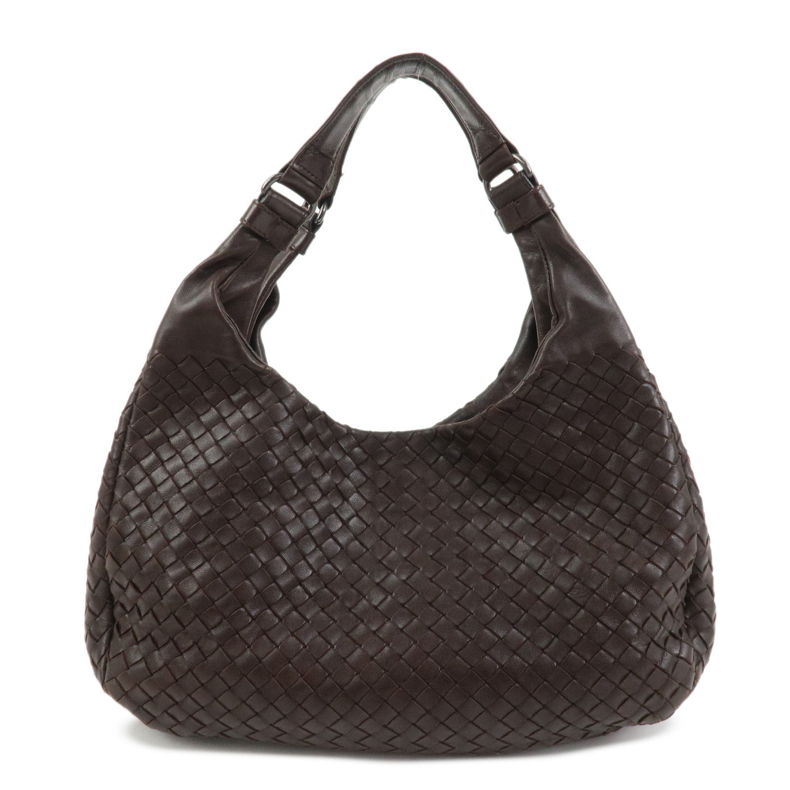 BOTTEGA VENETA Intrecciato Campana Shoulder Bag Brown 125787