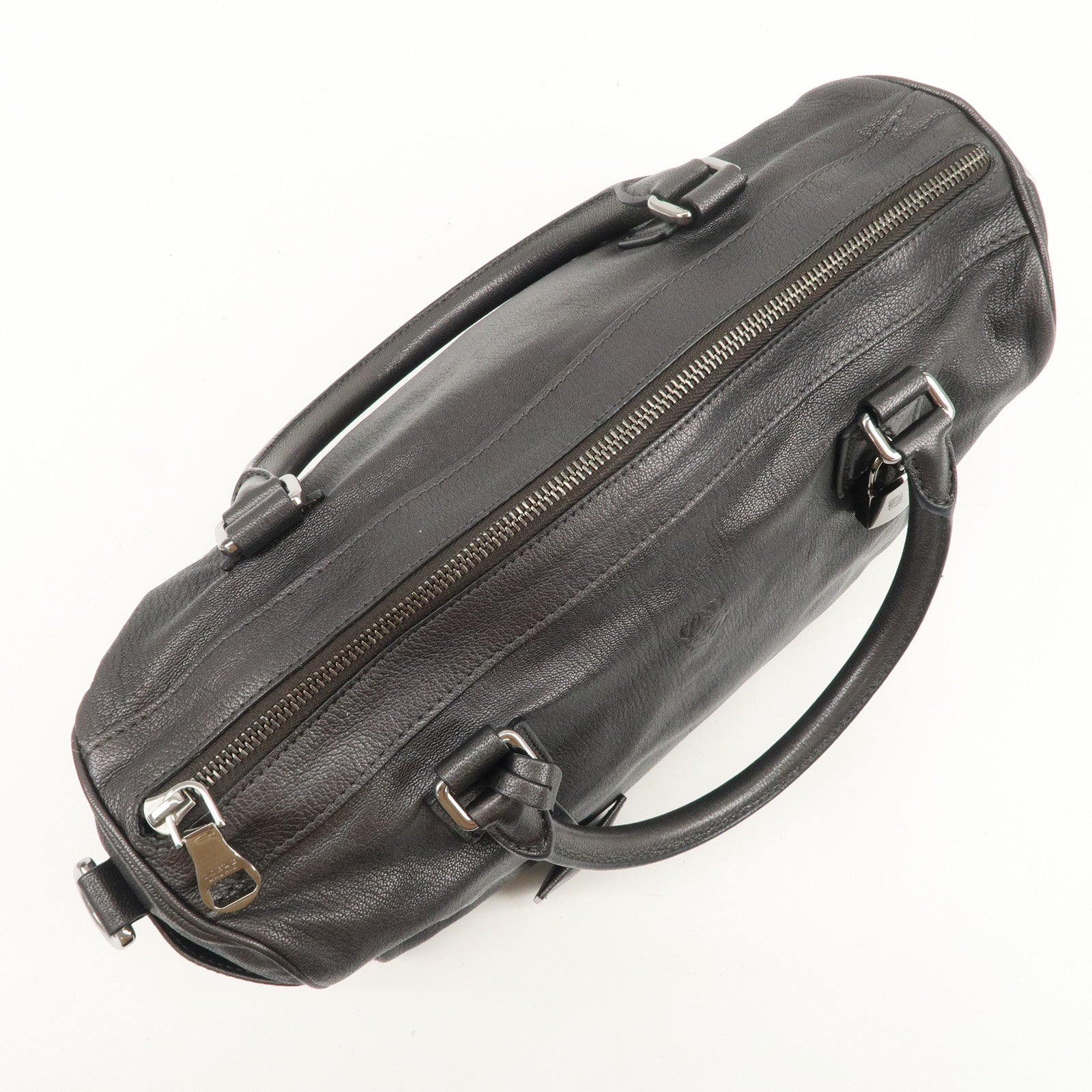 LOEWE Anagram Leather 2WAY Bag Shoulder Bag Hand Bag Metallic Gray