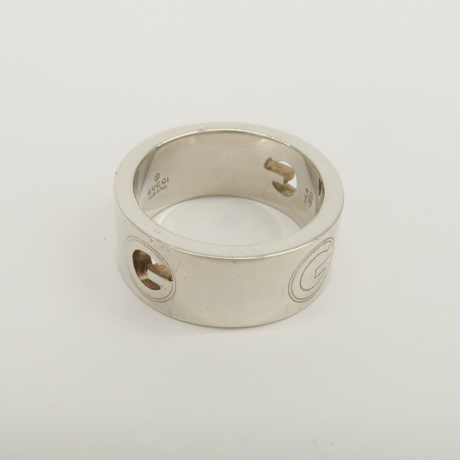GUCCI Logo Metal Ring SV925 #12 Silver