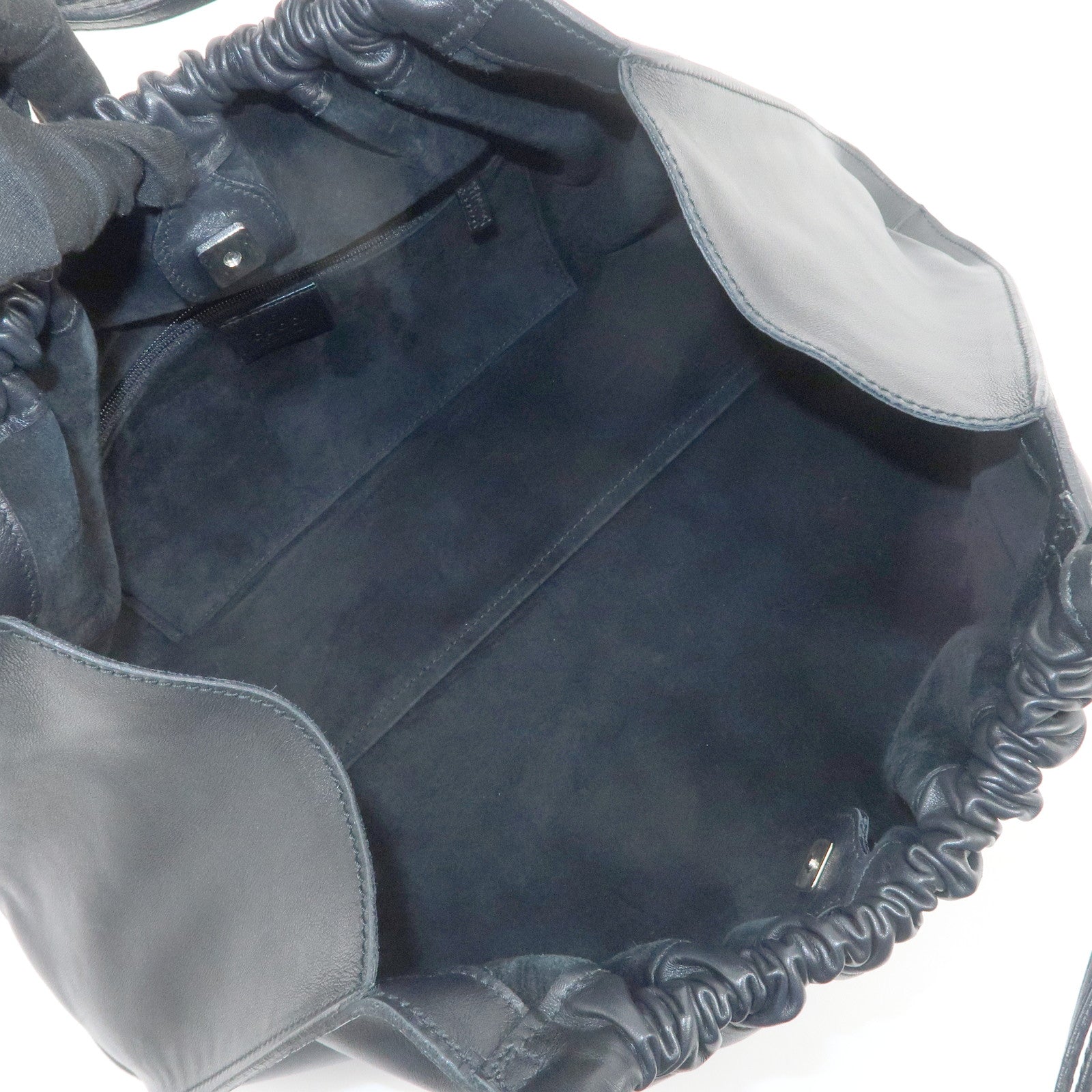 GUCCI Leather Tote Bag Hand Bag Black 76554