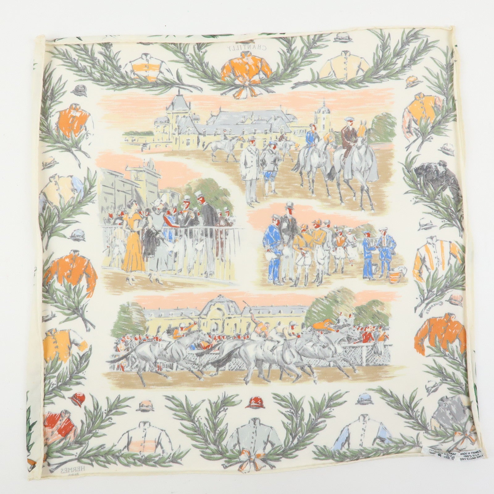 HERMES Carre 45 Carre 70 Set of 2 Silk Scarf CHANTILLY GAUCHO PAR