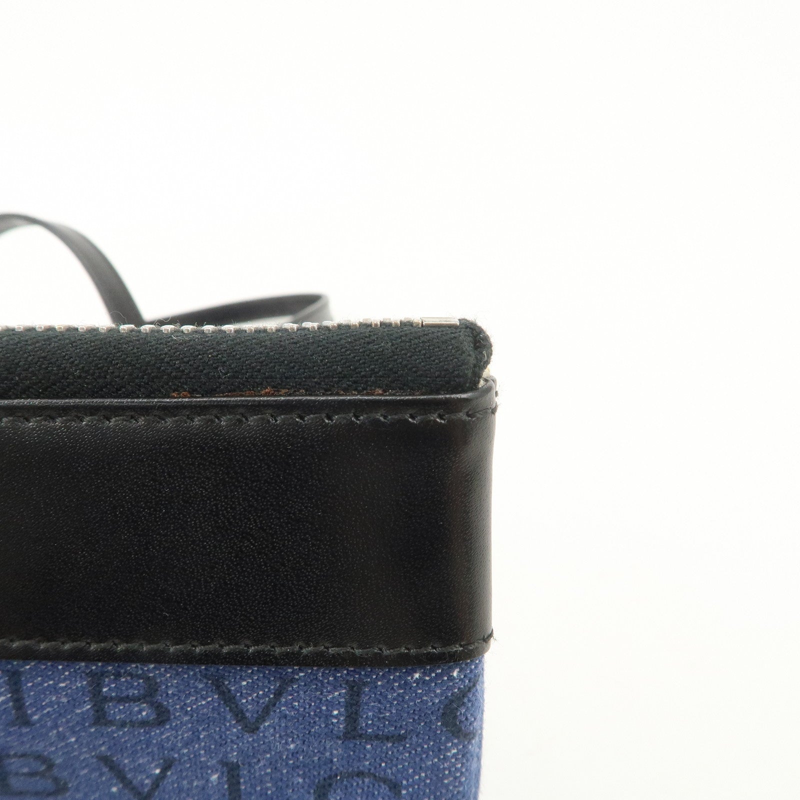 BVLGARI Logo Mania Denim Leather Shoulder Bag Crossbody Bag Blue