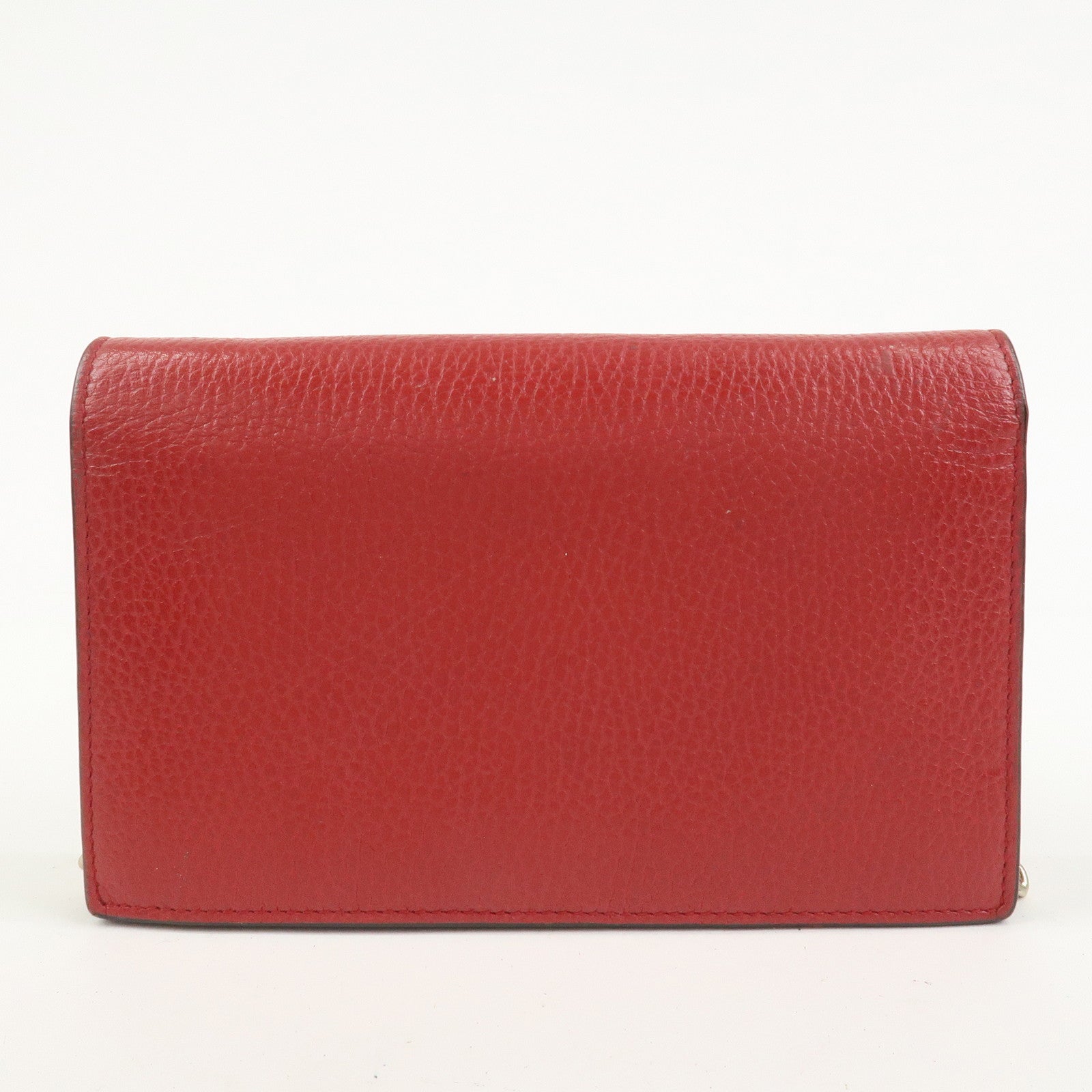 GUCCI Interlocking G Leather Chain Wallet Shoulder Bag Red 510314