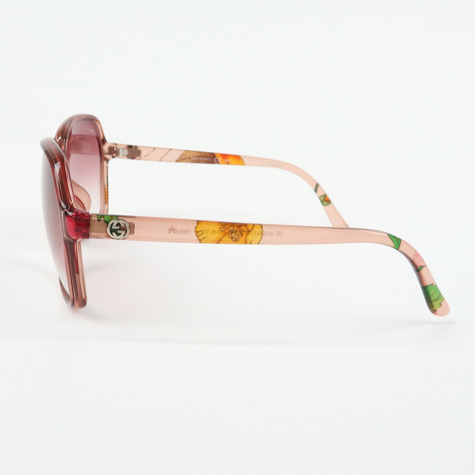 GUCCI Interlocking G Flora Plastic Sunglasses Pink Beige GG3636