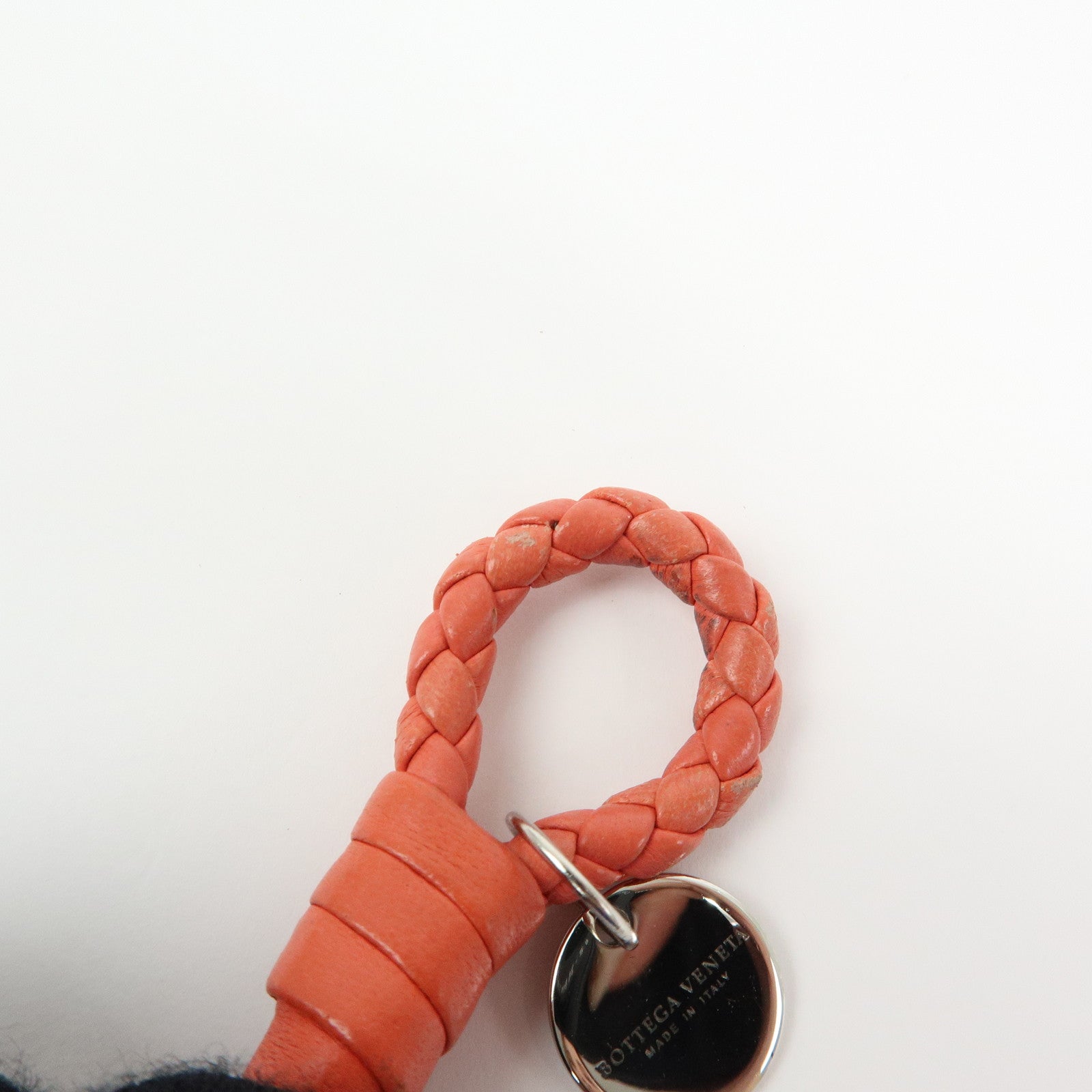 BOTTEGA VENETA Intrecciato Leather Bracelet Orange Silver 113546