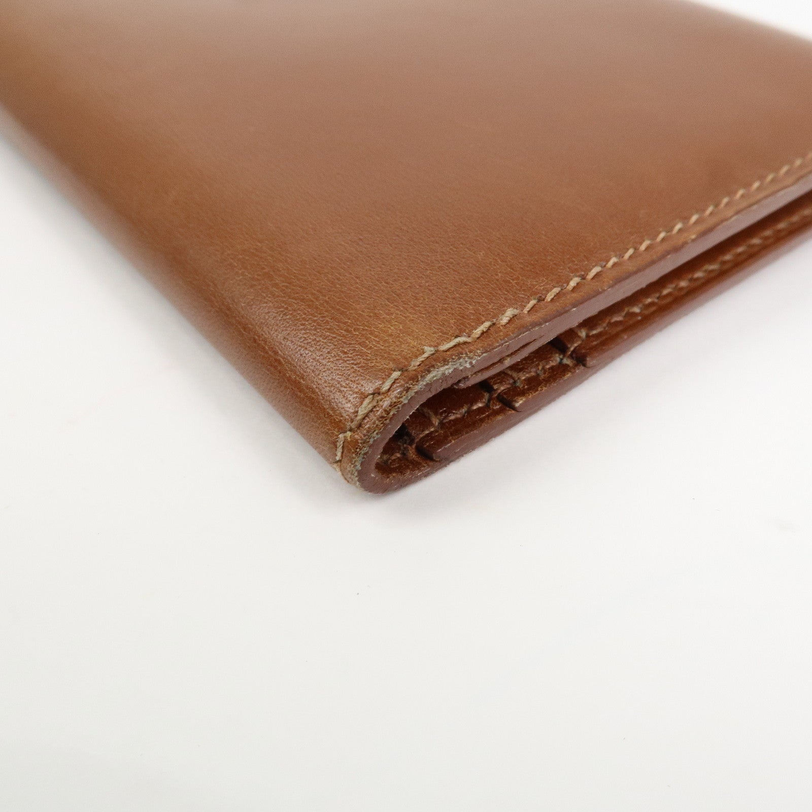 HERMES Bearn Classic Box Calf □O Stamped Bi-Fold Long Wallet Brown