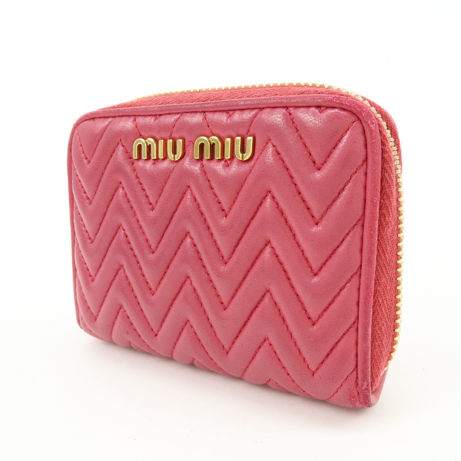 MIU MIU Logo Nappa Leather Coin Case Coin Purse Pink 5MM268