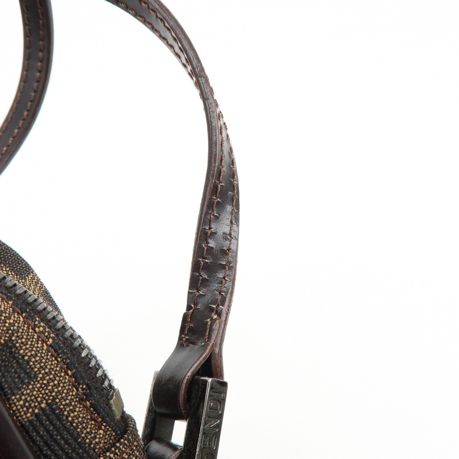 FENDI Zucca Canvas Leather Shoulder Bag Crossbody Bag Brown 8BT053
