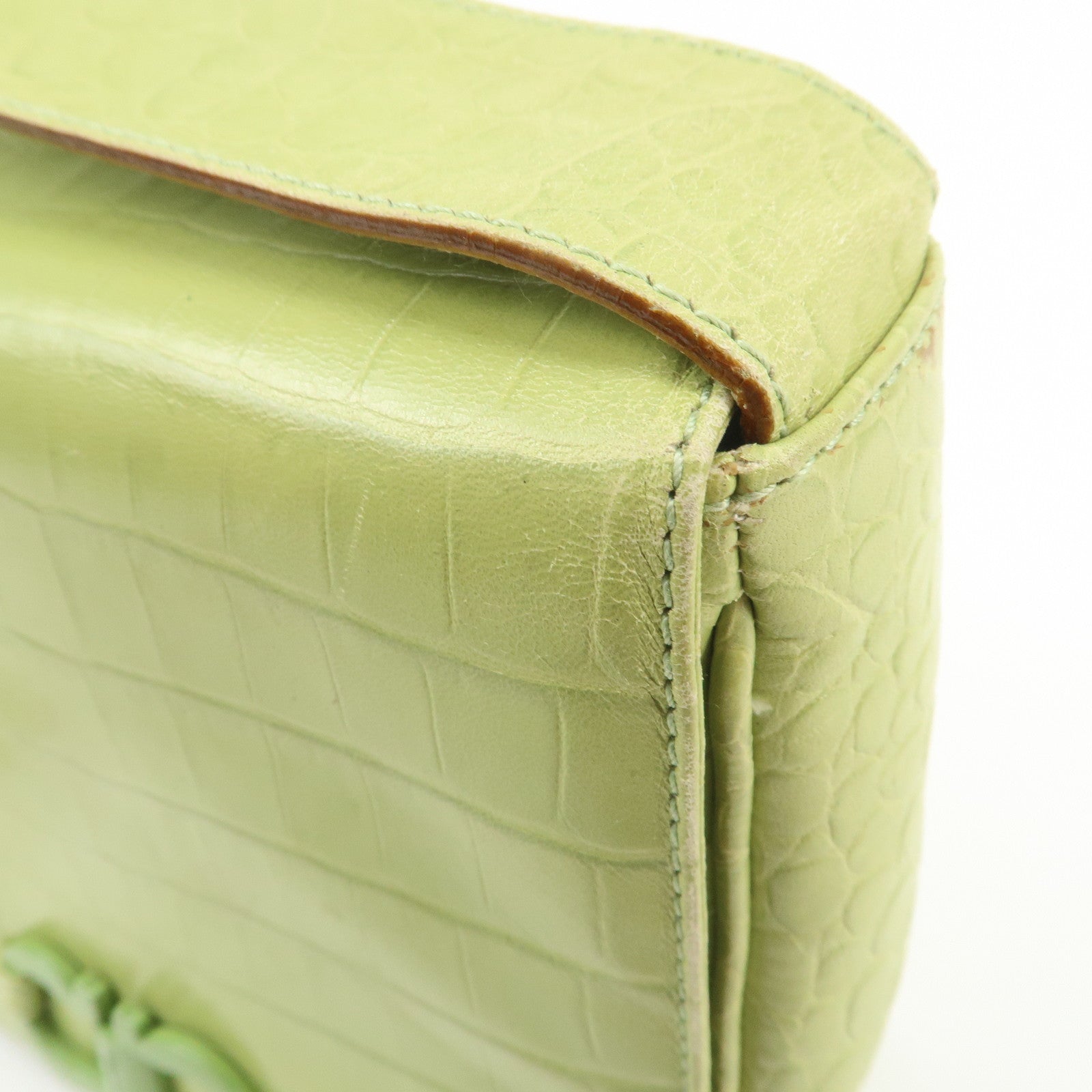 Ferragamo Gancini Embossed Leather Shoulder Bag Light Green