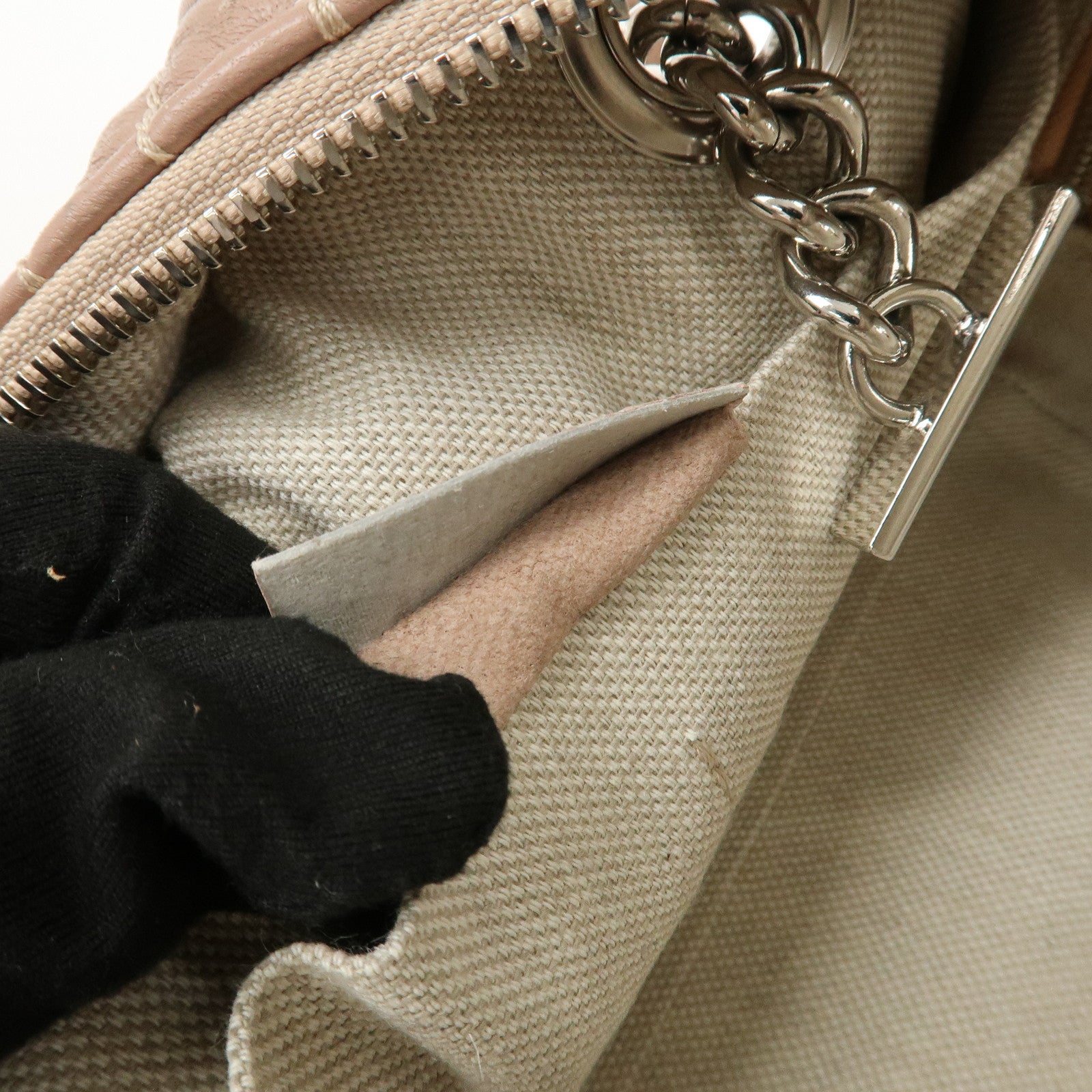 JIMMY CHOO Leather HELIA BOWLING S 2Way Hand Bag Pink Beige