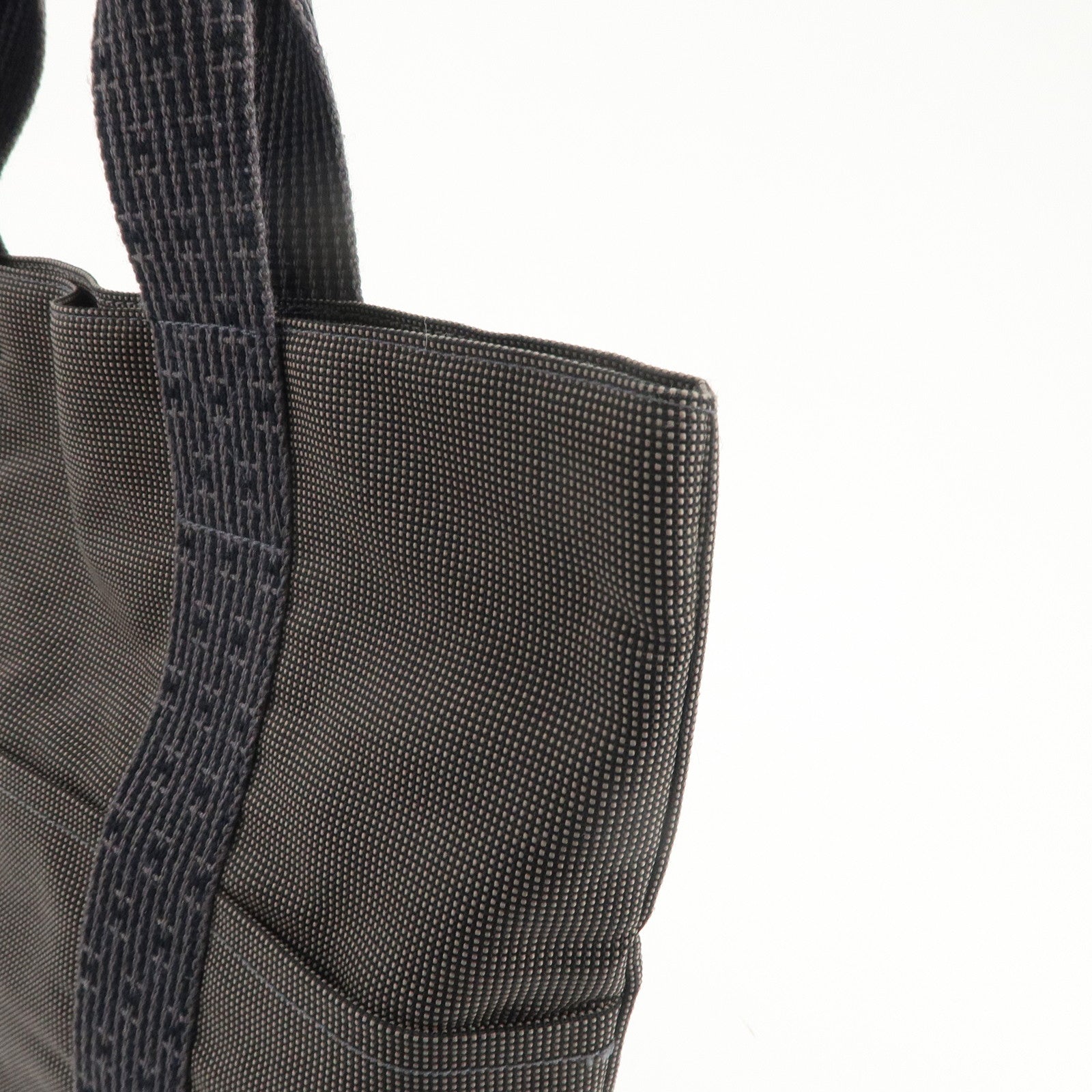 HERMES Herline Cabas Canvas Tote Bag Hand Bag Black