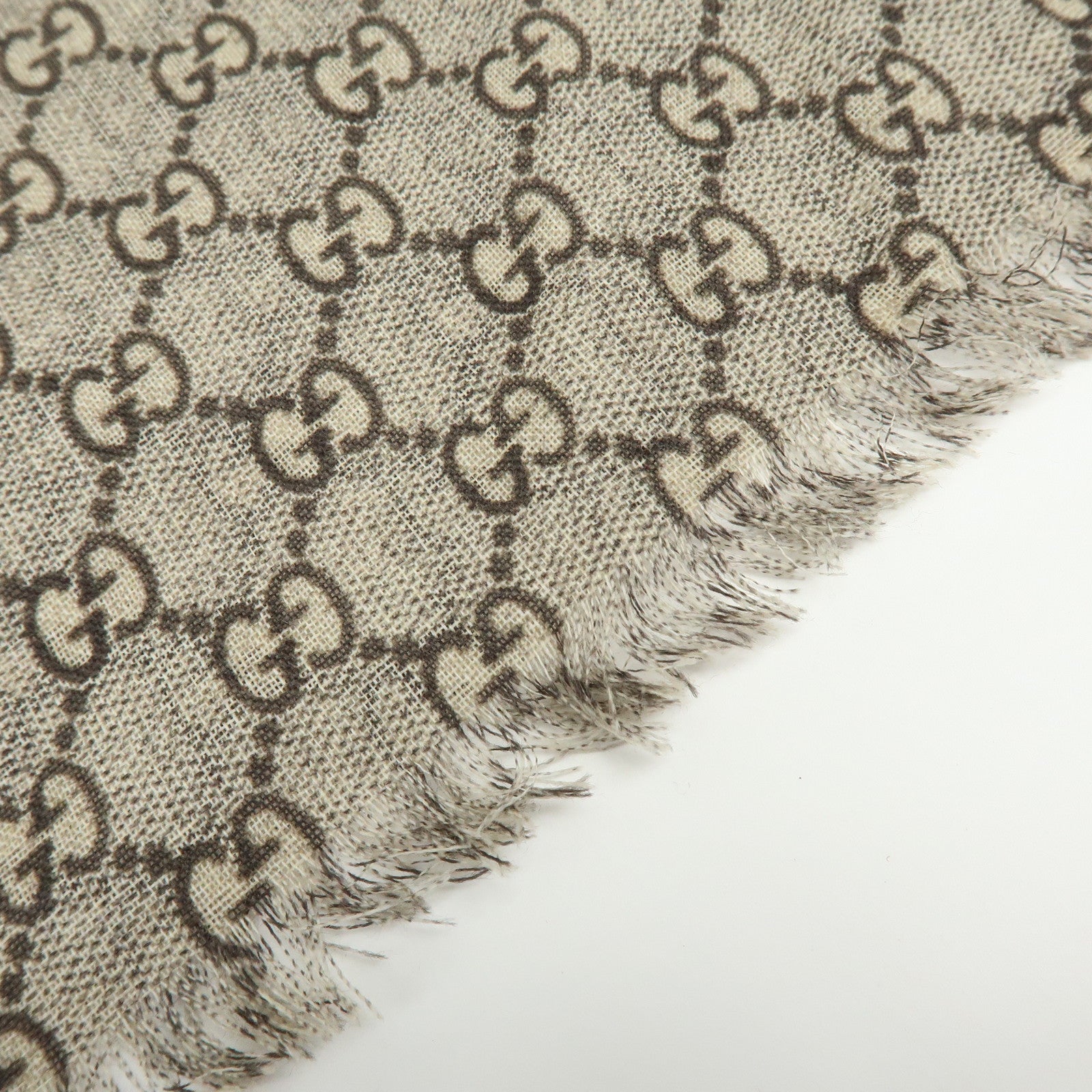 GUCCI Sherry GG Monogram Wool Scarf Shawl Beige 600950