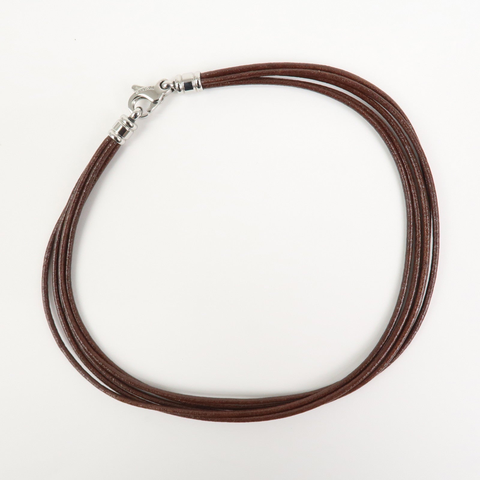 BVLGARI Five Strand Logo Choker Necklace Brown
