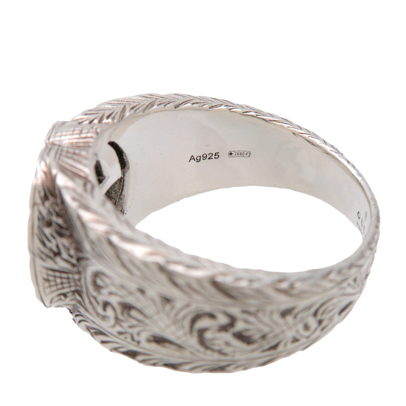GUCCI Interlocking G Arabesque Ring SV925 Silver #25 US11 EU65 HK25