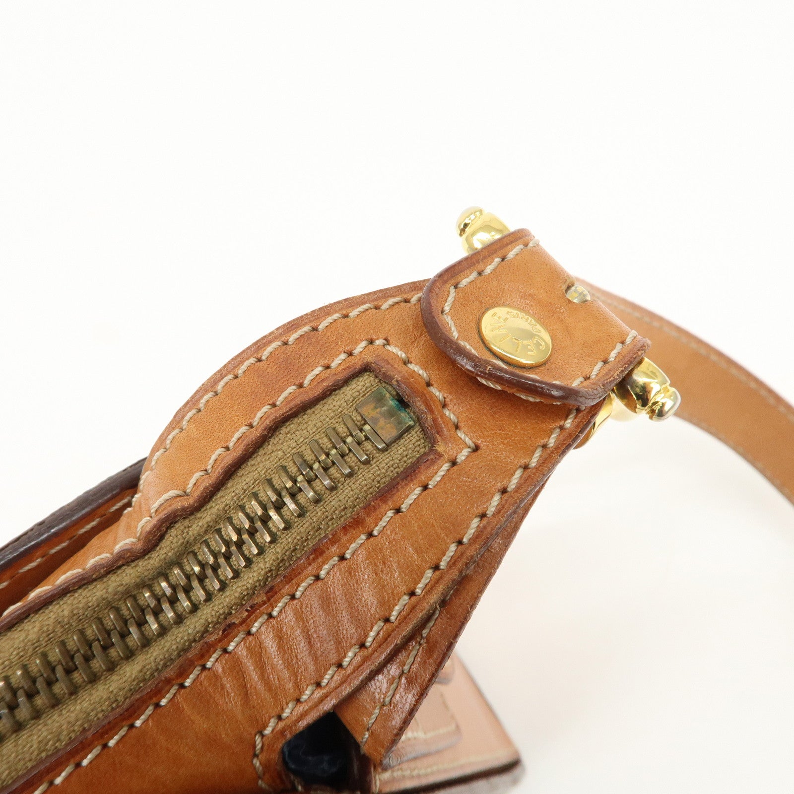 CELINE Macadam Logo PVC Leather Shoulder Bag Brown Gold