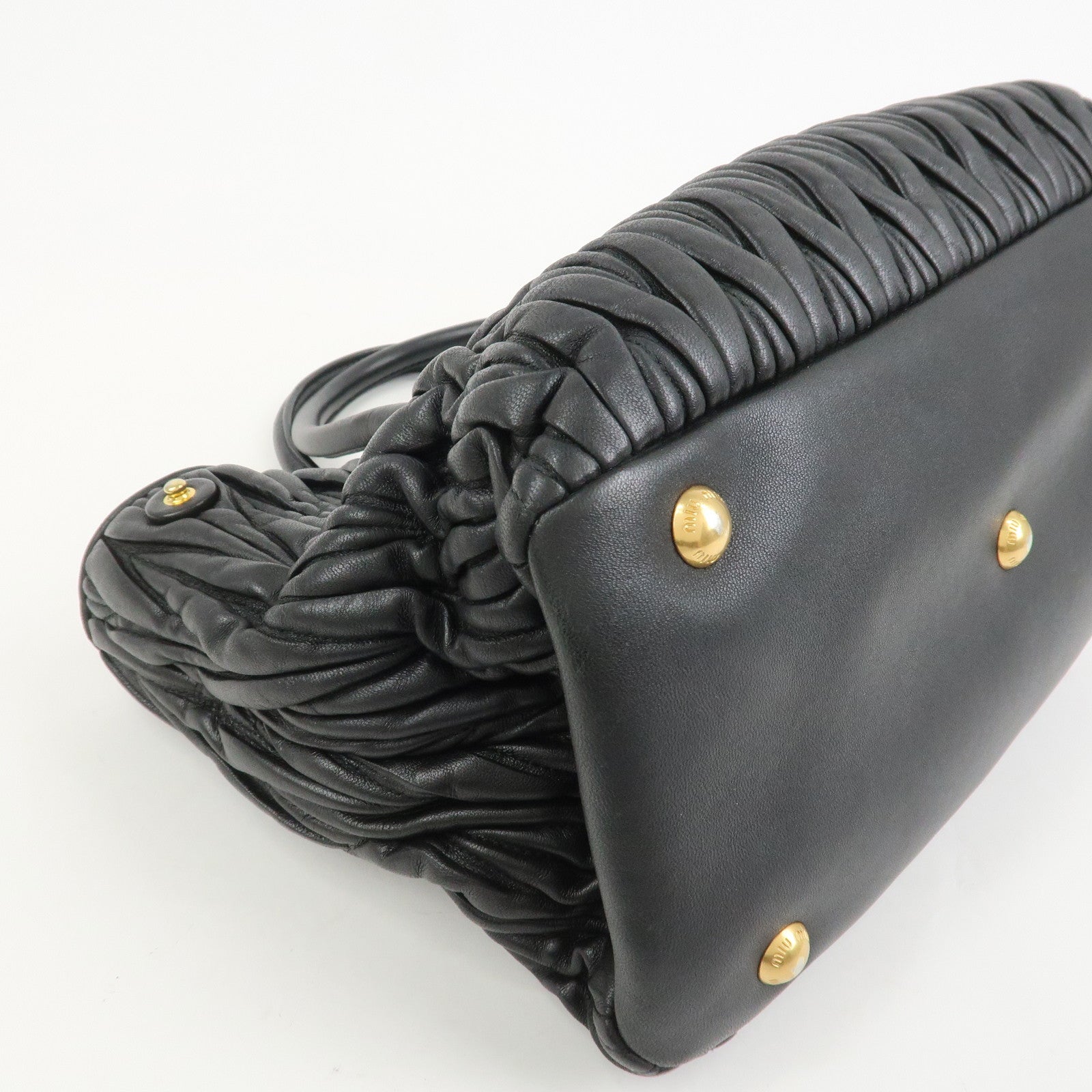 MIU MIU Matelasse Leather 2Way Bag Hand Bag Black RN1069