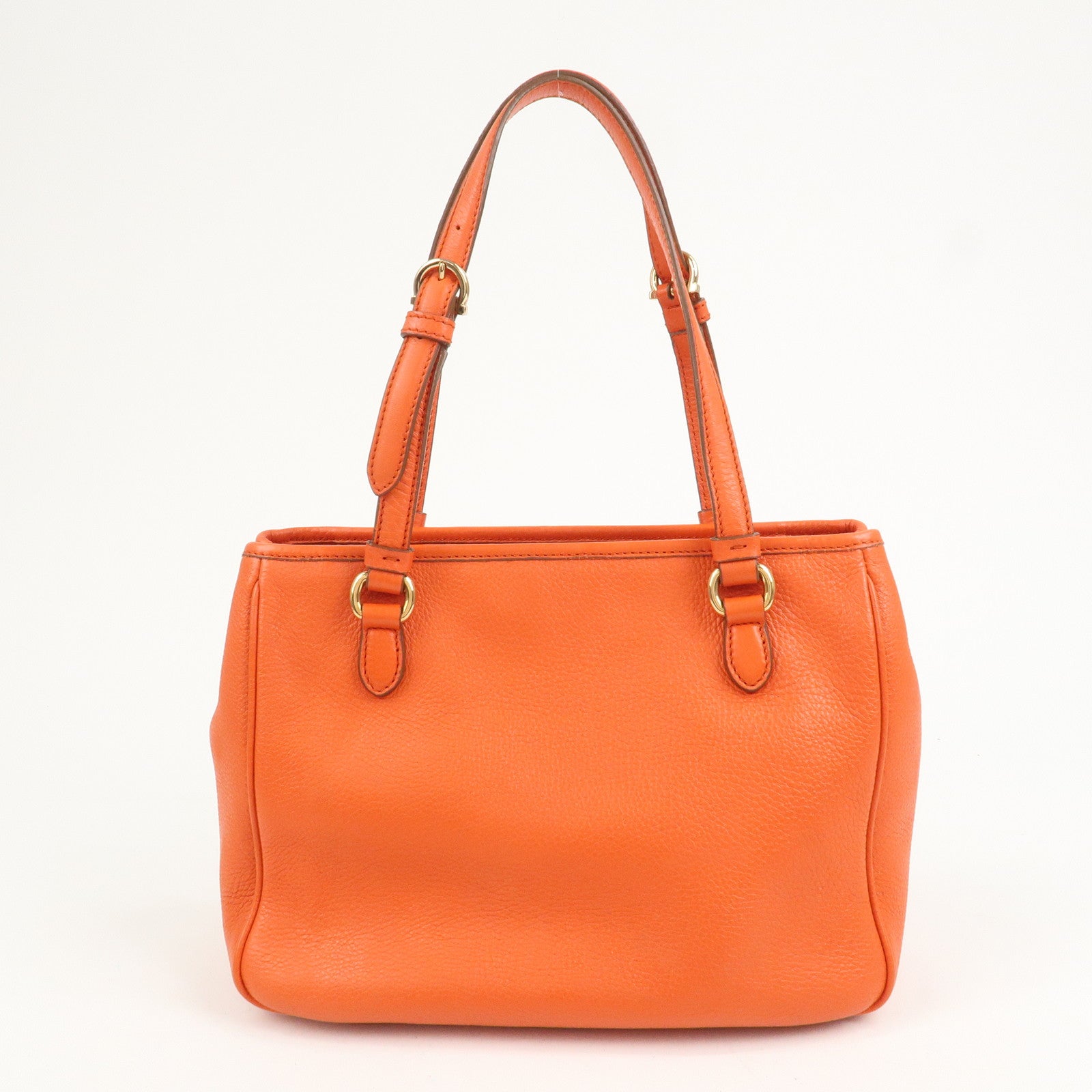 Ferragamo Gancini Leather Hand Bag Orange Gold HDW