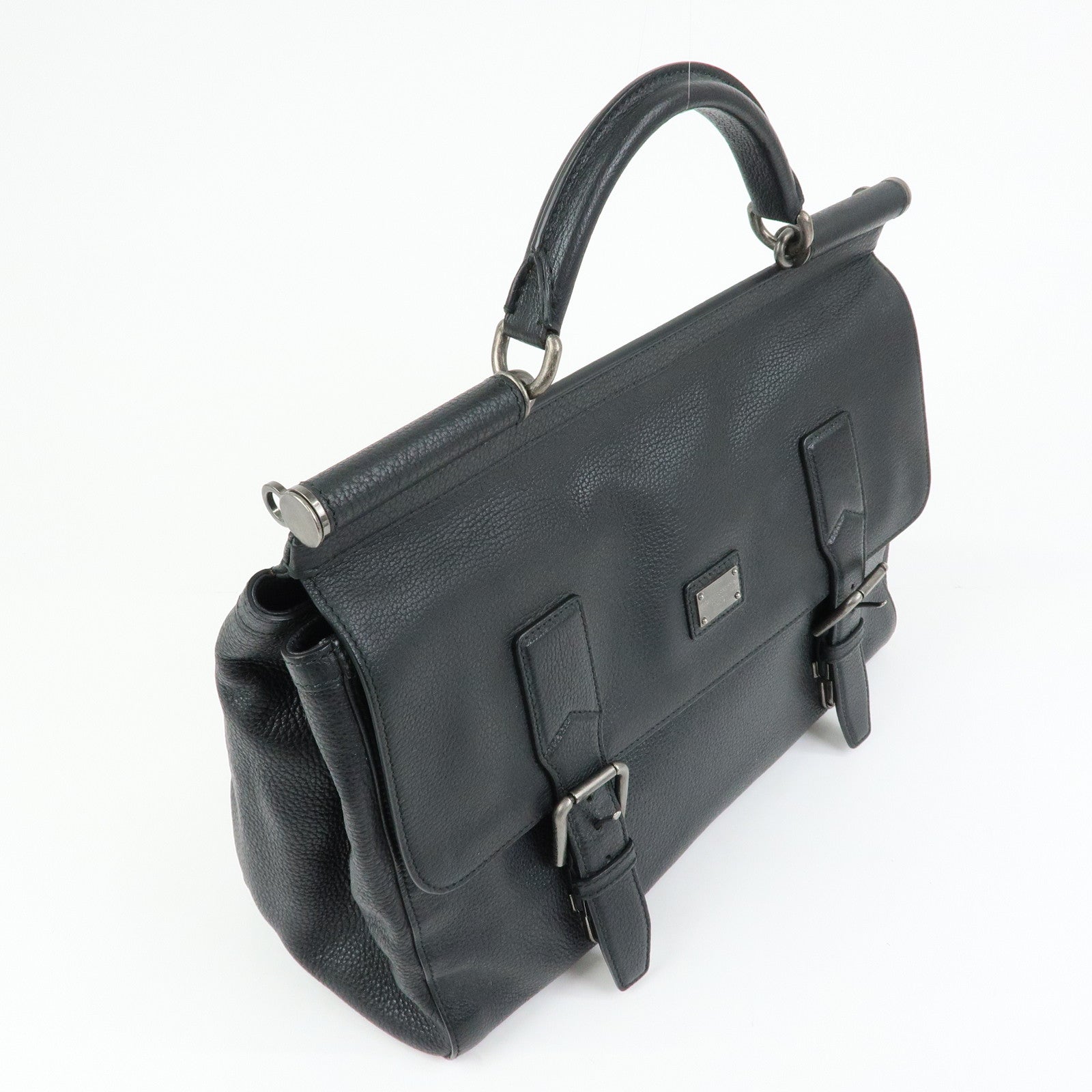 Dolce & Gabbana Leather 2Way Bag Hand Bag Shoulder Bag Black