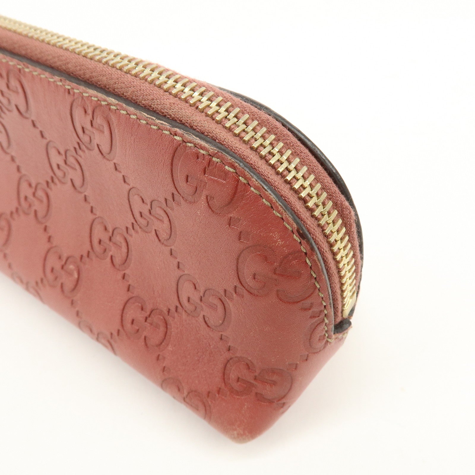 GUCCI Guccissima Leather Cosmetic Pouch Makeup Bag Rose Pink 141811