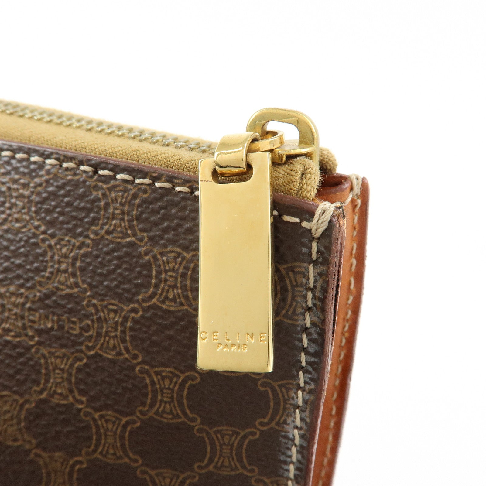 CELINE Macadam PVC Leather 2WAY Bag Hand Bag Shoulder Bag Brown