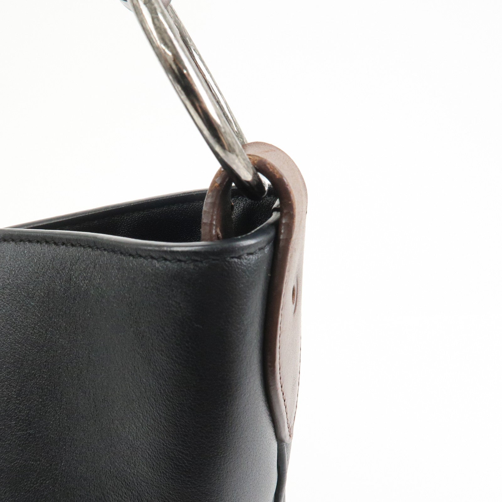 SAINT LAURENT PARIS Leather Shoulder Bag Black Brown