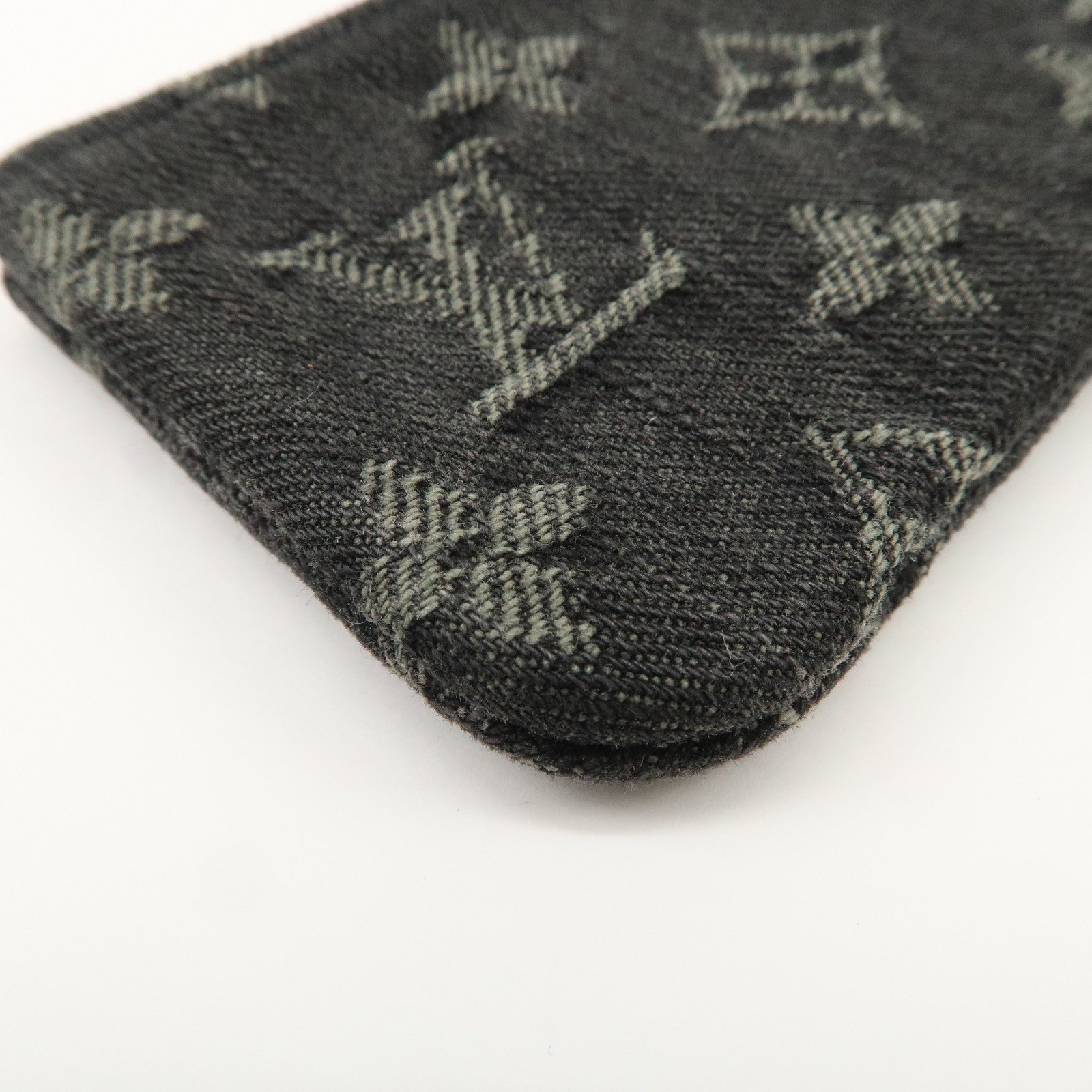 Louis Vuitton Monogram Denim Pochette Cles Coin Case Black M95616
