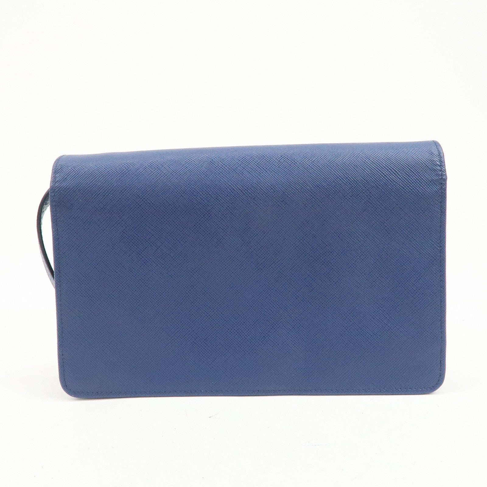 PRADA Logo Saffiano Leather Shoulder Bag Crossbody Bag Blue 1M1361