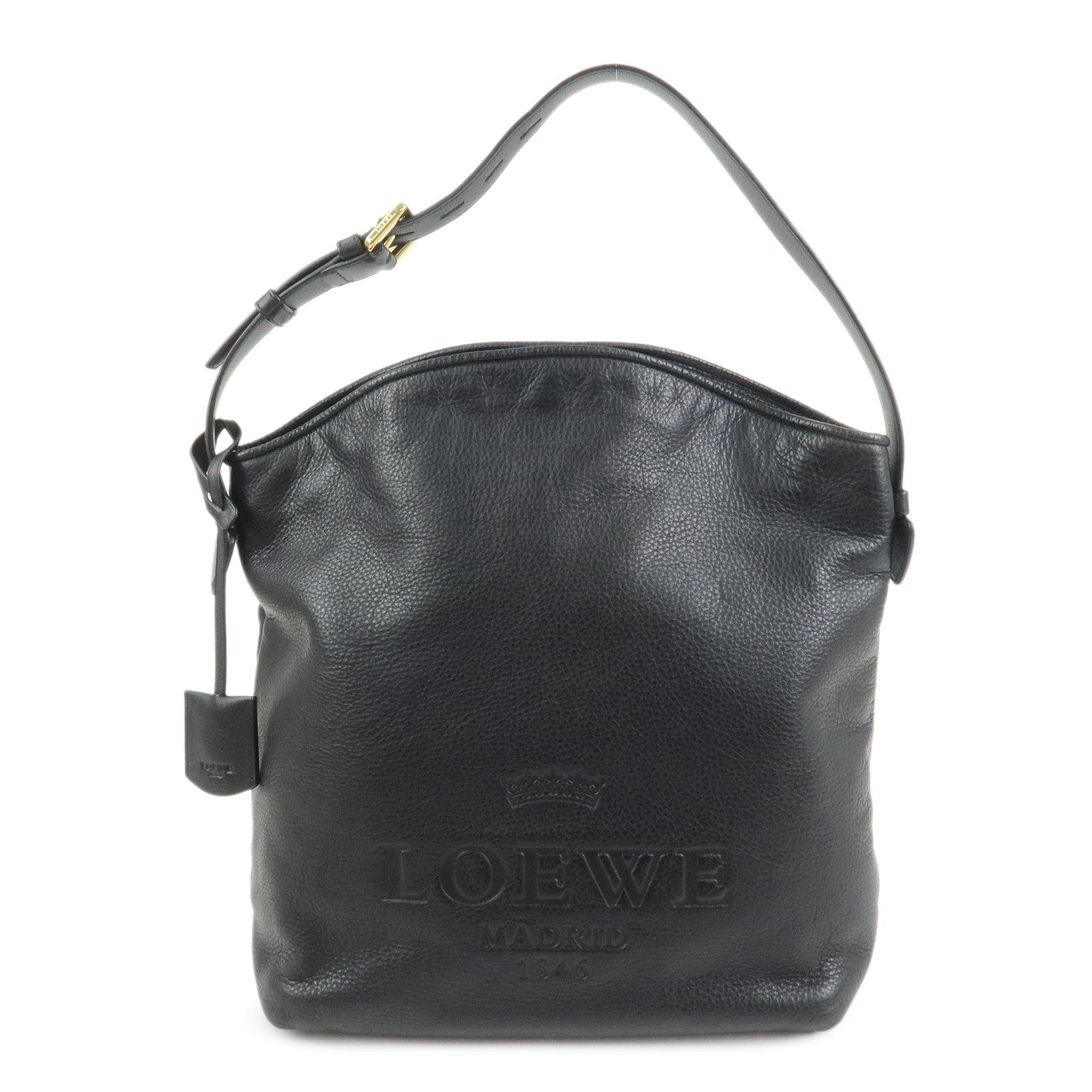 LOEWE Heritage Calf Leather Shoulder Bag Crossbody Bag Black