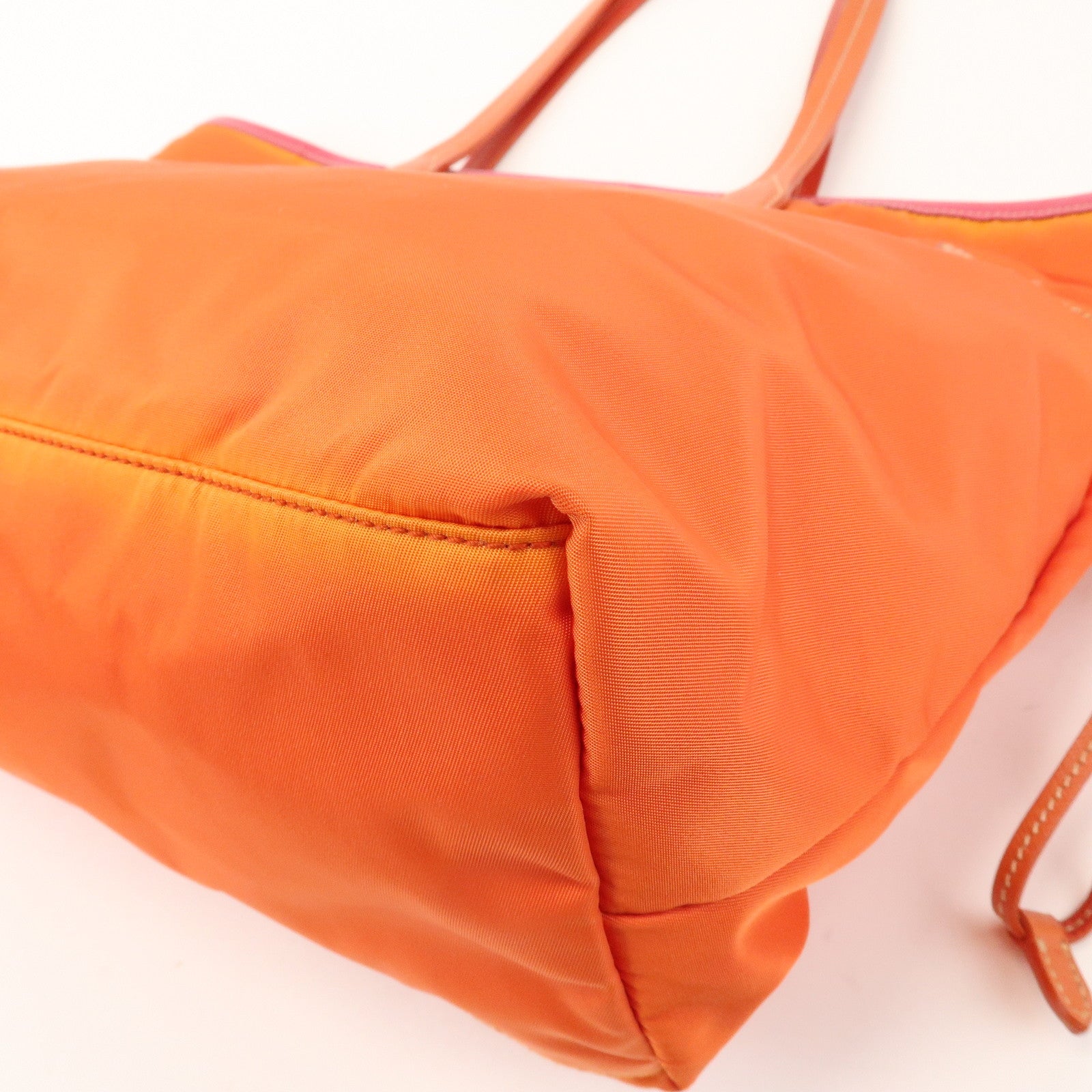 PRADA Nylon Saffiano Leather Tote Bag Orange Pink BR3924