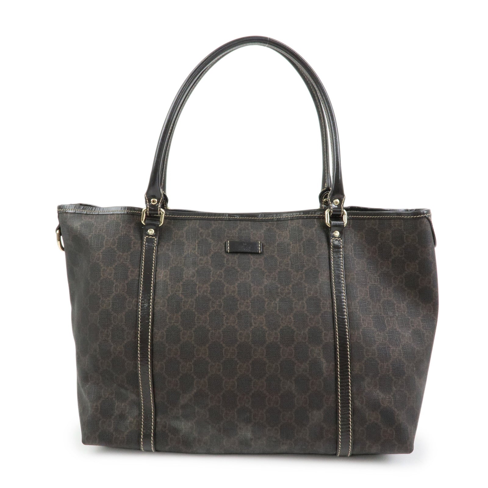 GUCCI GG Supreme Patent Leather Tote Bag Shoulder Bag Brown 197953