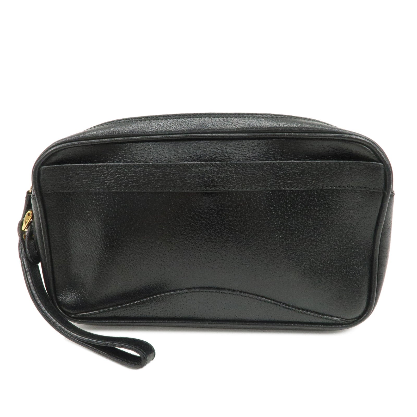 GUCCI Diamante Leather Clutch Bag Wristlet Bag Black 018・1095・3701